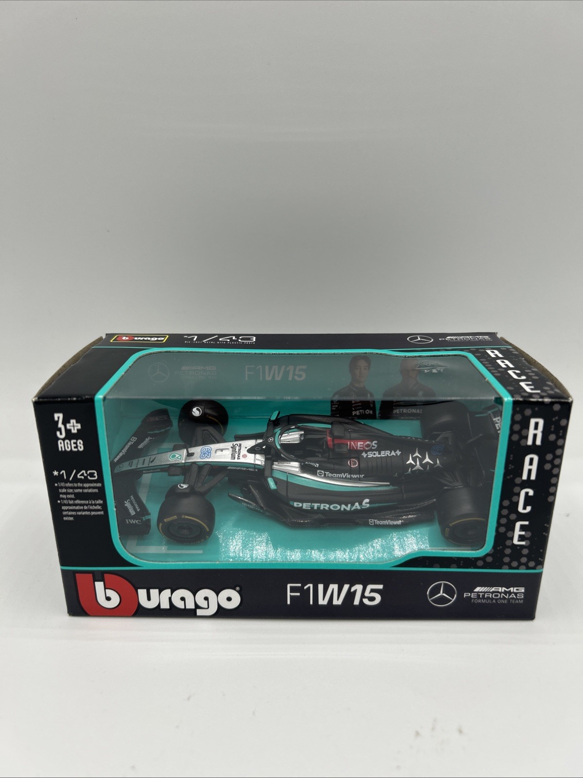 2024 George Russell/Lewis Hamilton Petronas Mercedes F1W15 Bburago Formula1 F1