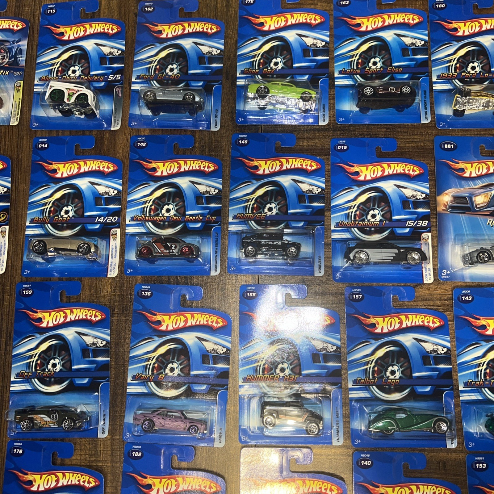 Lot of 71 Hot Wheels 2005 2006 Sealed Blue Cards First Editions Realistix
