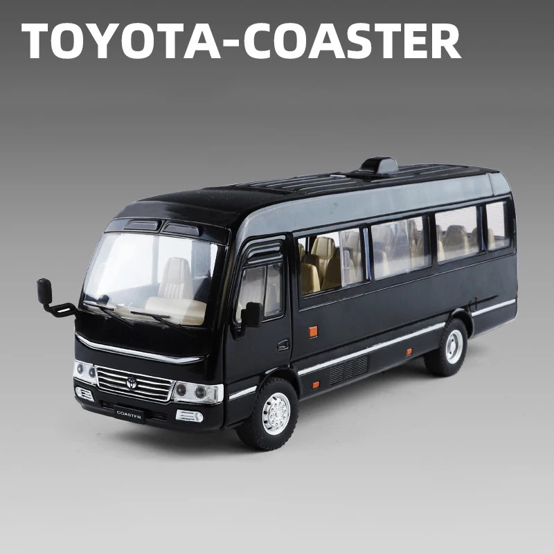 1:24 Toyota Coaster BUS Alloy Diecast Car Model Sound Light Kid’s Toy Birthday