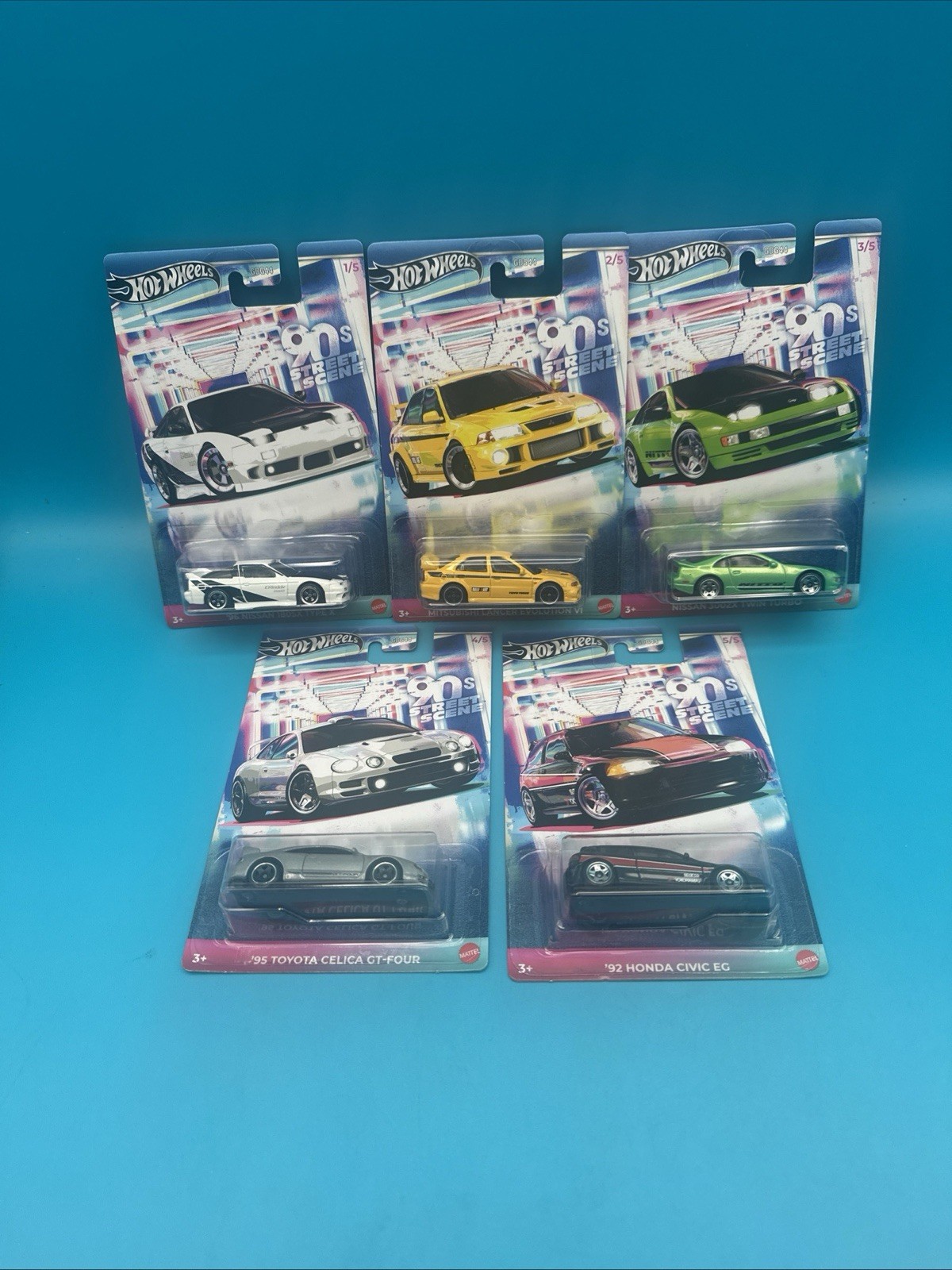 2024 HOT WHEELS 90’S STREET SCENE – SET OF 5 HONDA/TOYOTA/MITSUBISHI/NISSAN B