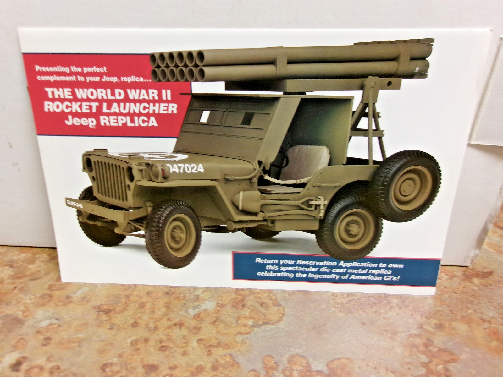 Danbury Mint World War II Jeep Replica W/Rocket Launcher 1:16-Full Package-NEW!
