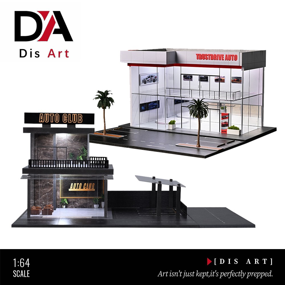 1/64 Diorama 2-Layer Showroom Scene Parking Lot Model LED Light Car Garage Model