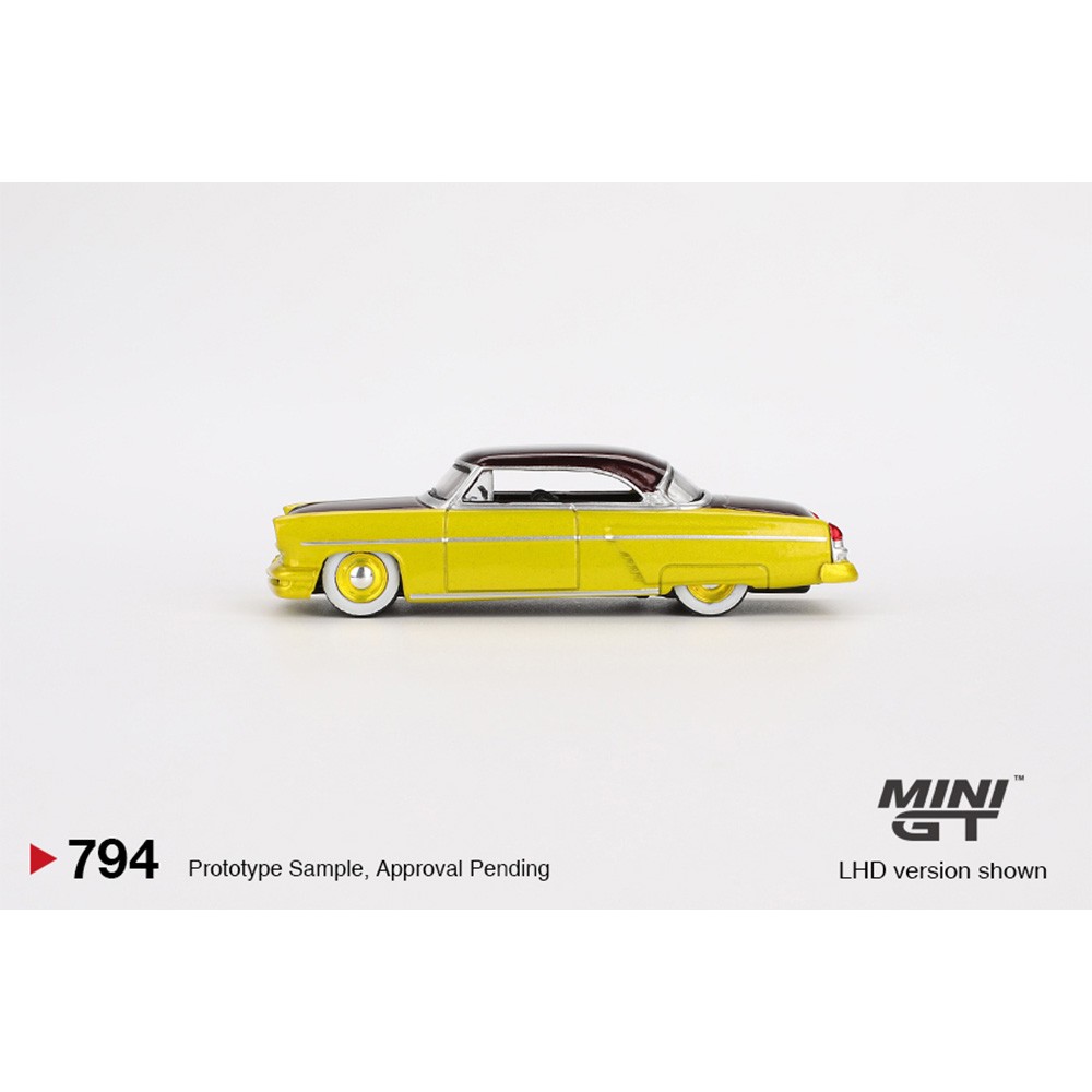 Mini GT 1/64 Lincoln Capri Hot Rod 1954 Lime Yellow LHD Diecast Scale#MGT00794-L