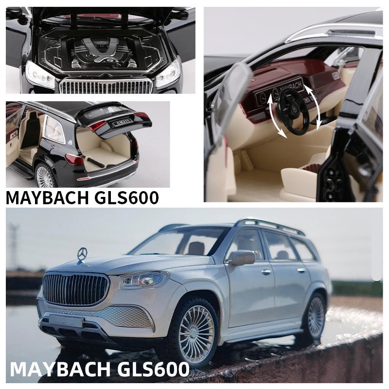 1:24 Benz Maybach GLS GLS600 SUV Diecast Alloy Car Model Simulation Sound Light