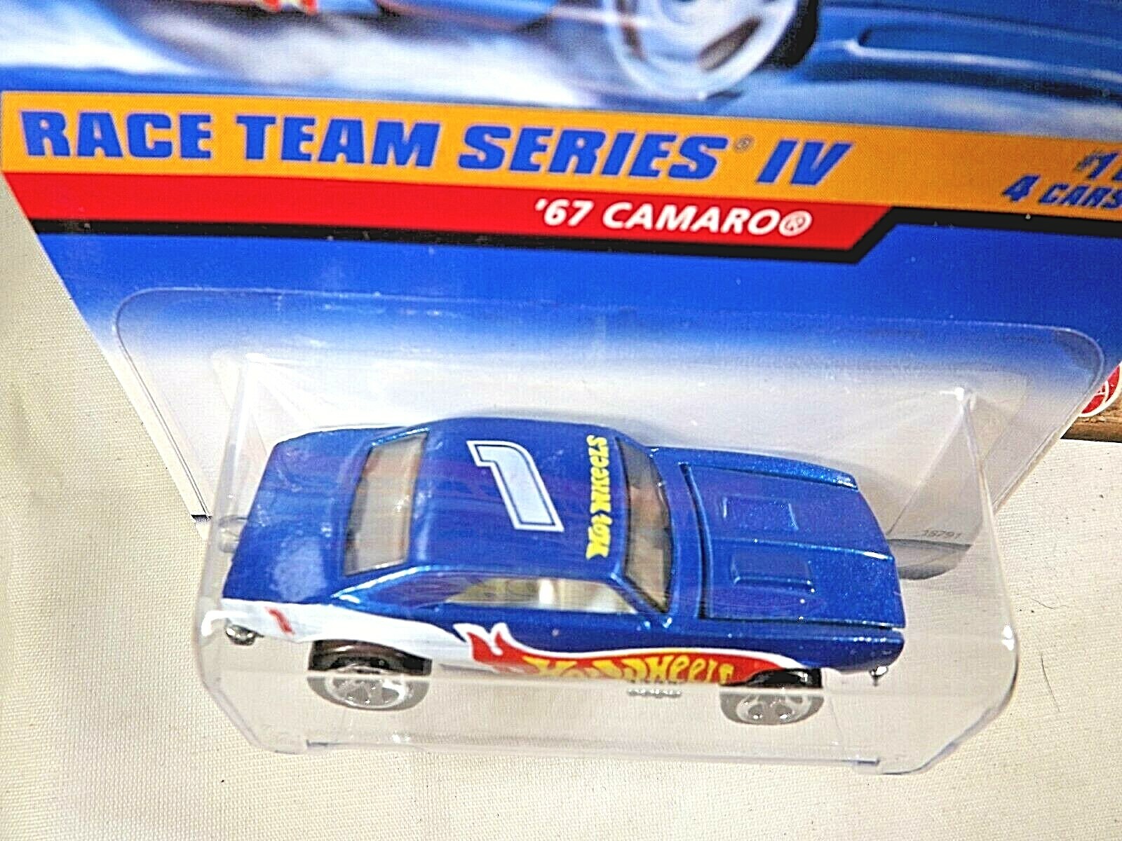 1998 Hot Wheels #725 Race Team Series IV 1/4 ’67 CAMARO Blue w/5Sp Malaysia Base