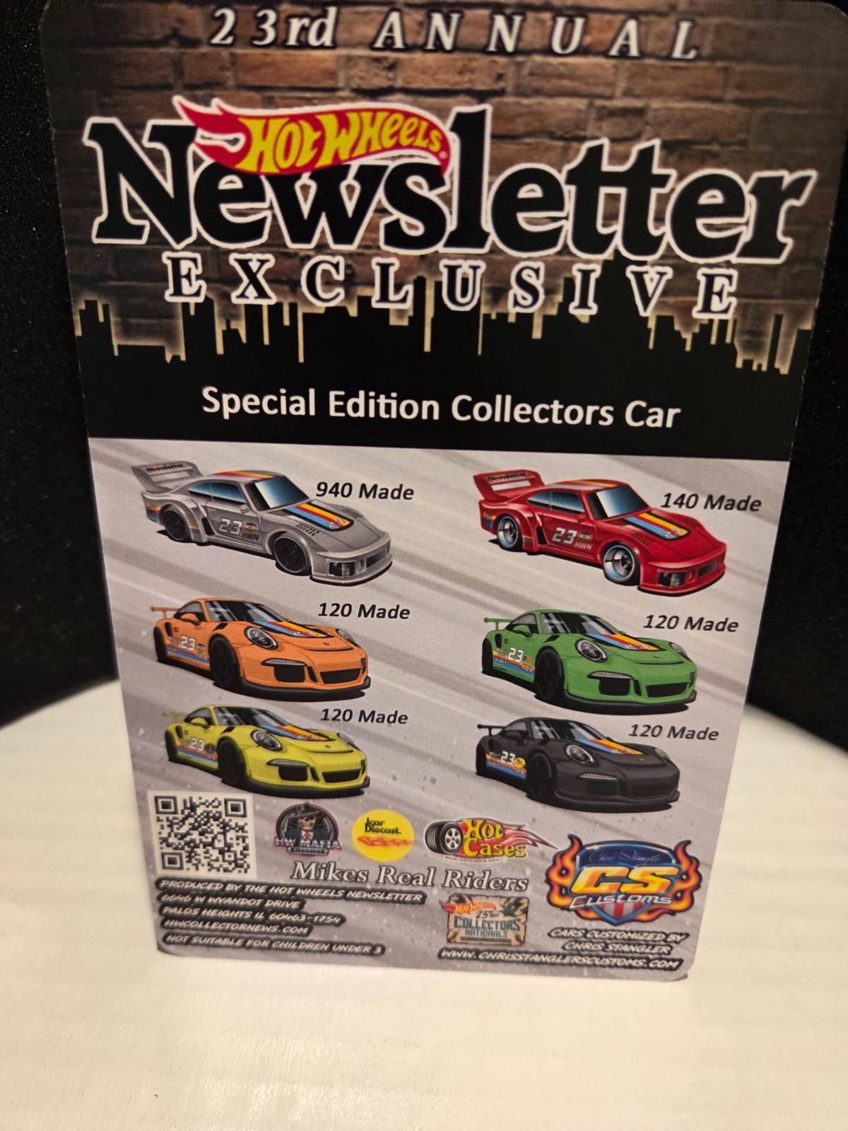 HOT WHEELS 23RD COLLECTORS NATIONALS GRAY PORSCHE 935 NEWSLETTER CAR