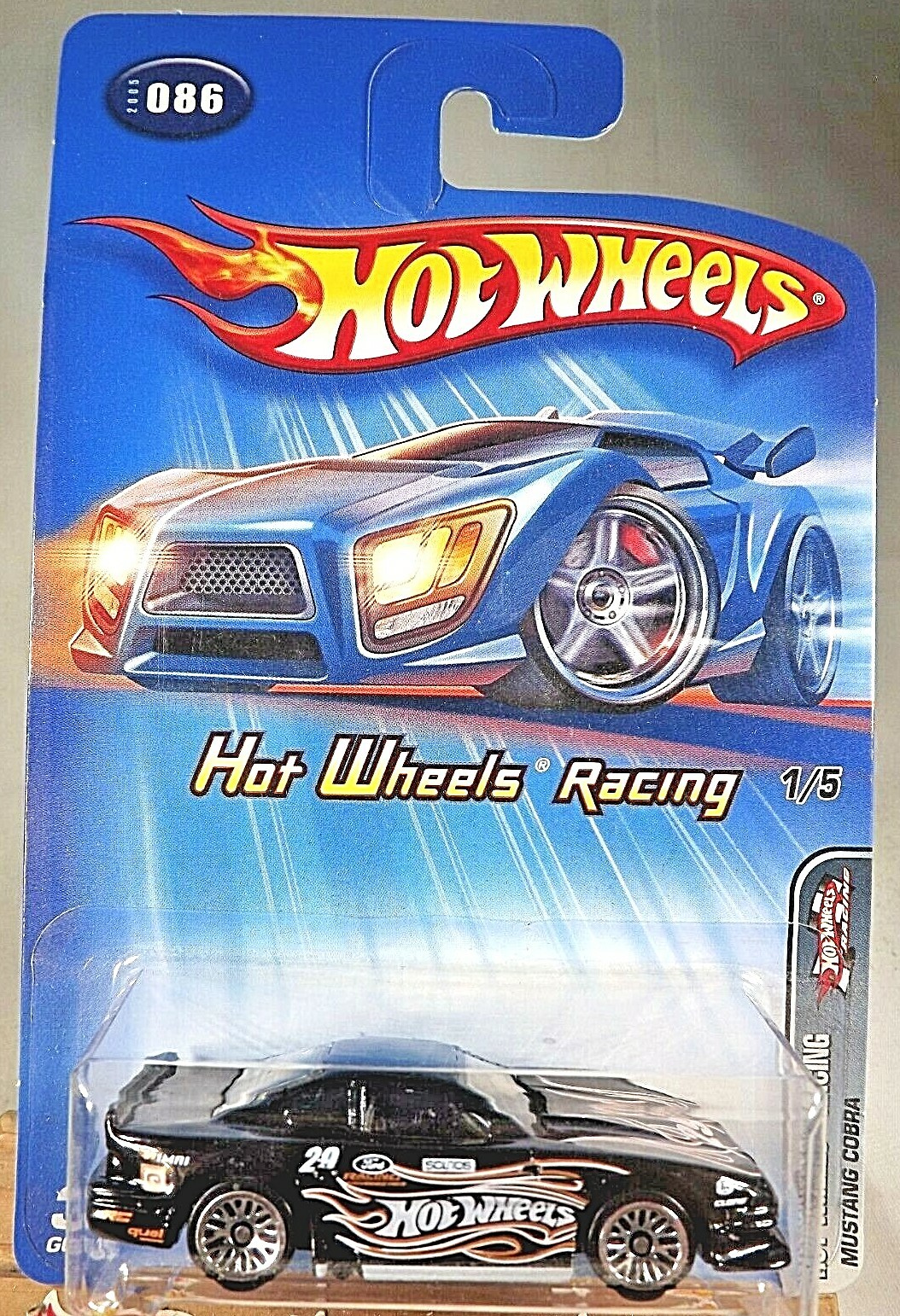2005 Hot Wheels Kmart #86 Hot Wheels Racing 1/5 MUSTANG COBRA Black w/Lace Sp