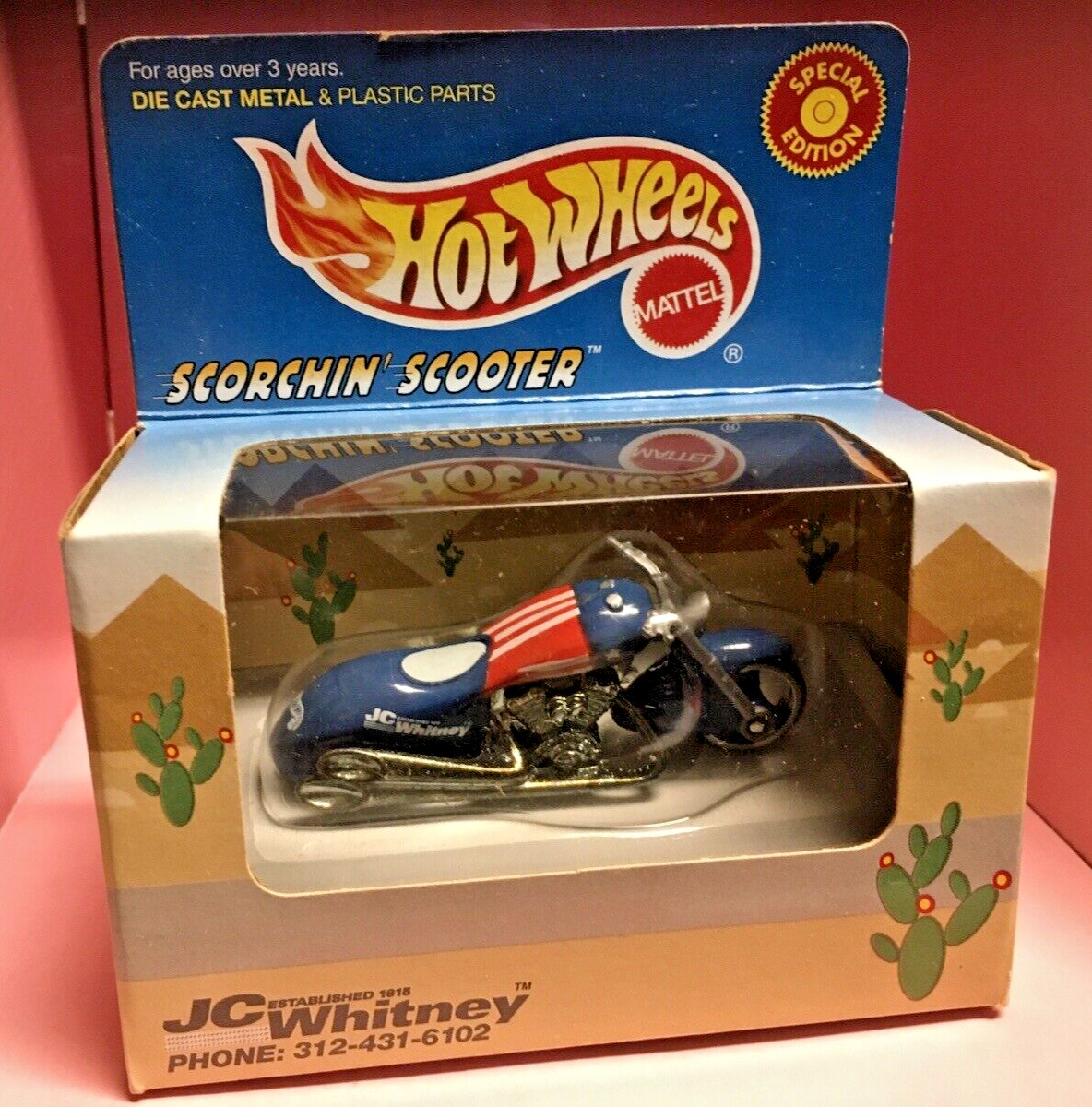 Hot Wheels JC Whitney Special Edition SCORCHIN’ SCOOTER Blue Motorcycle 1999