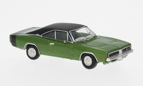 BREKINA 1969 DODGE CHARGER GREEN / BLACK HO 1/87 PLASTIC