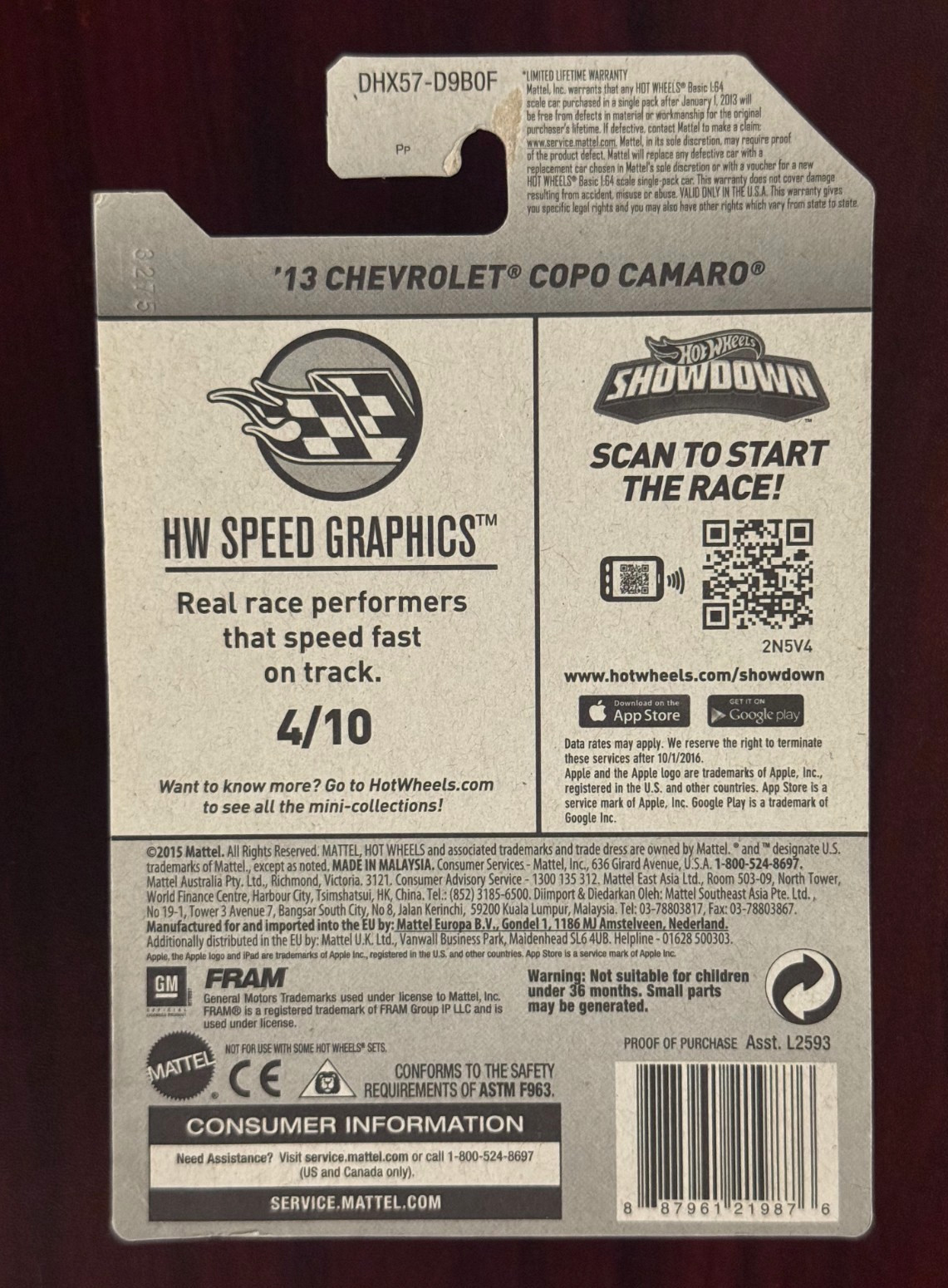 2016 Hot Wheels HW Speed Graphics ’13 Chevrolet COPO Camaro Fram black
