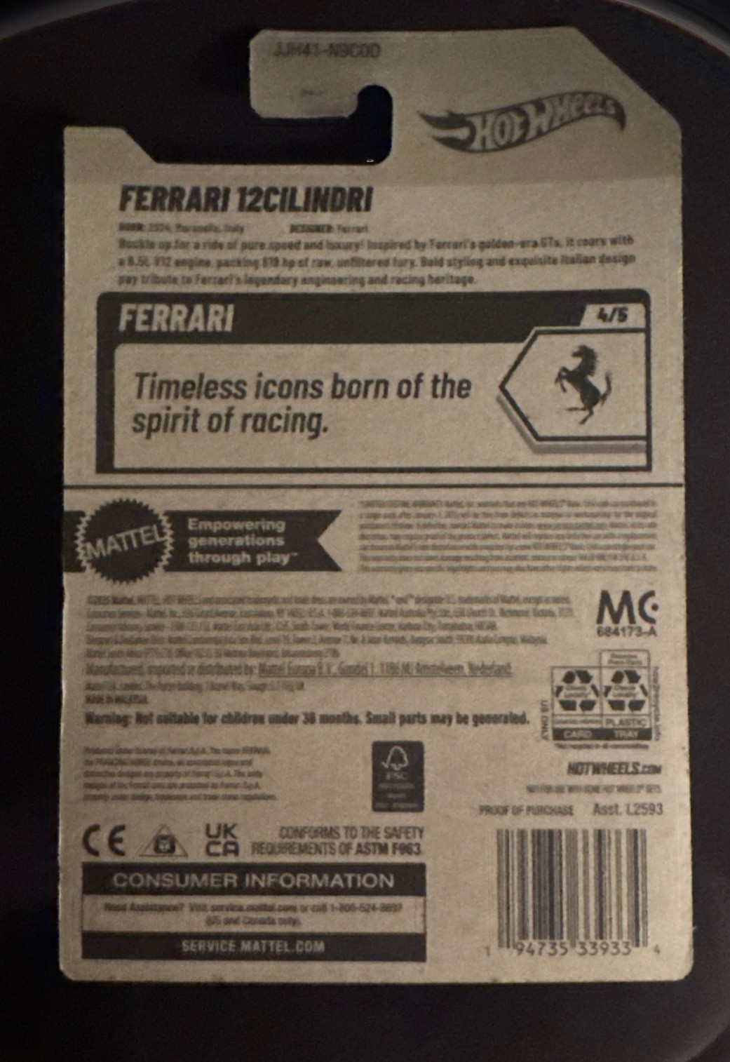 2026 Hot Wheels Ferrari 12CILINDRI (94/250) – Ferrari #4/5