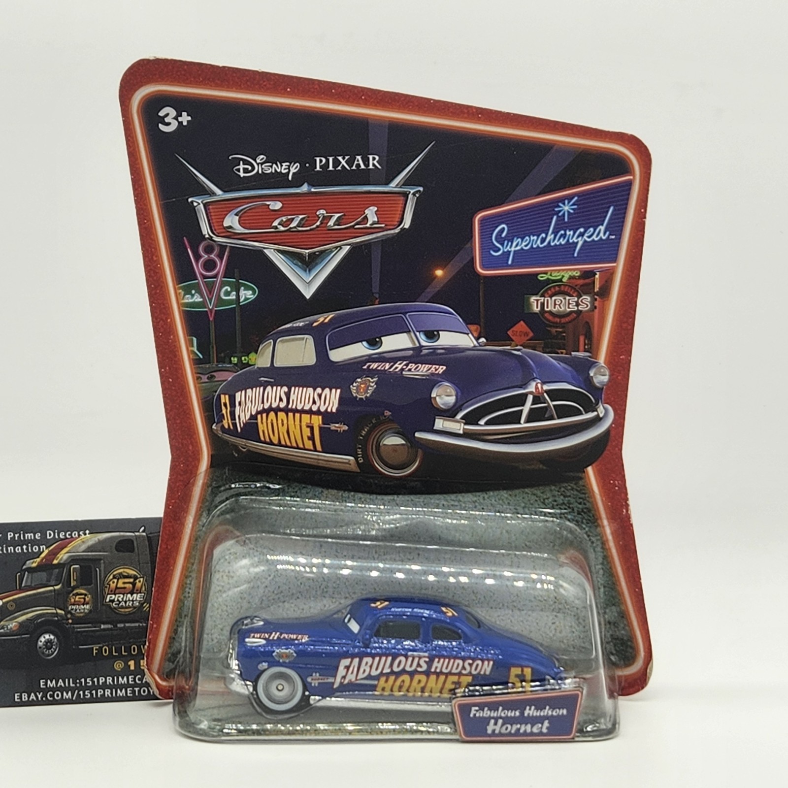 Fabulous Hudson Hornet Supercharged 2008 Disney Pixar Cars Diecast 1:55 Mattel