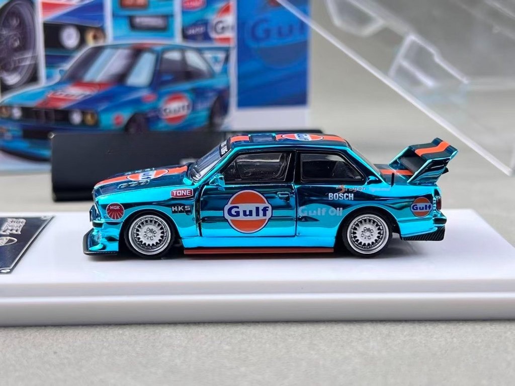 DK 1:64 Plating Blue Gulf M3 E30 Coupe Open Sports Diecast Model Car Collect New