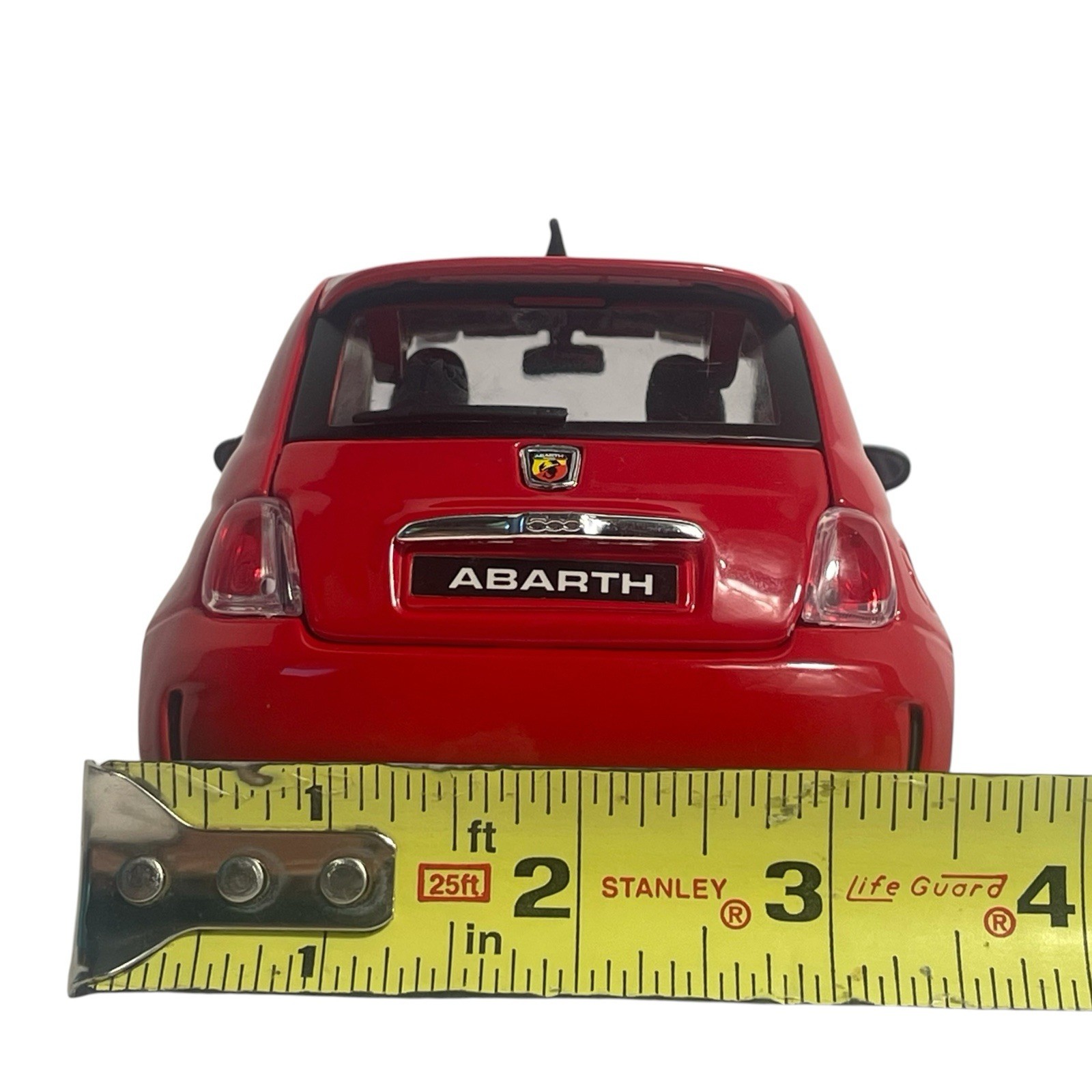 Burago Red 1/18 Abarth 500 Metal Die-Cast Detailed Model Car 7.5”L x 3.5”w x 3”h