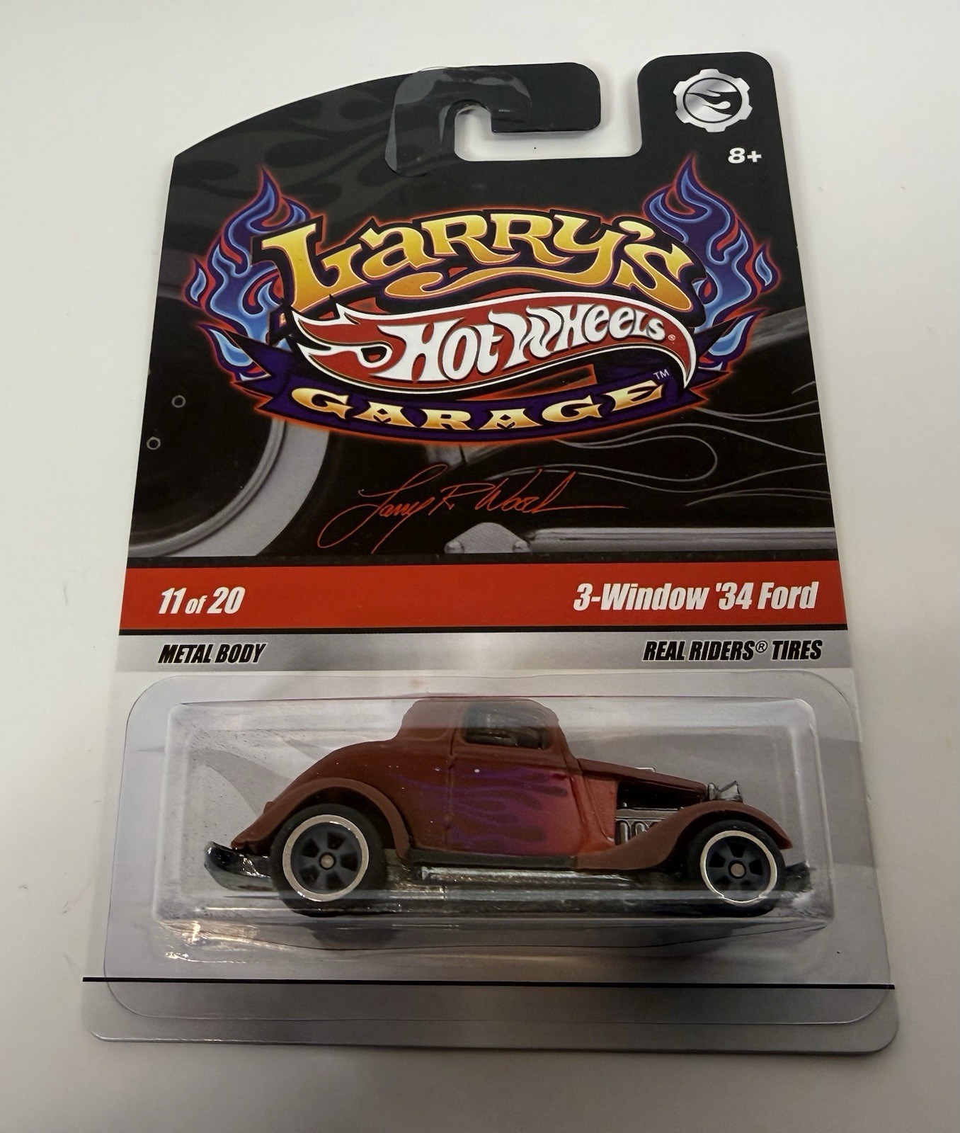 Hot Wheels Larry’s Garage 3-Window ’34 Ford 1:64 Red Diecast Real Riders