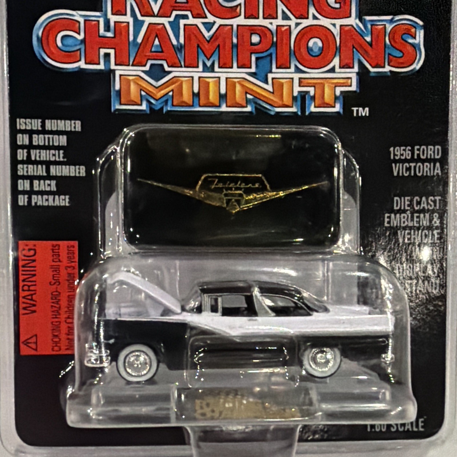 Racing Champions Mint 1:63 1956 Ford Victoria Black/White Diecast w/ Stand