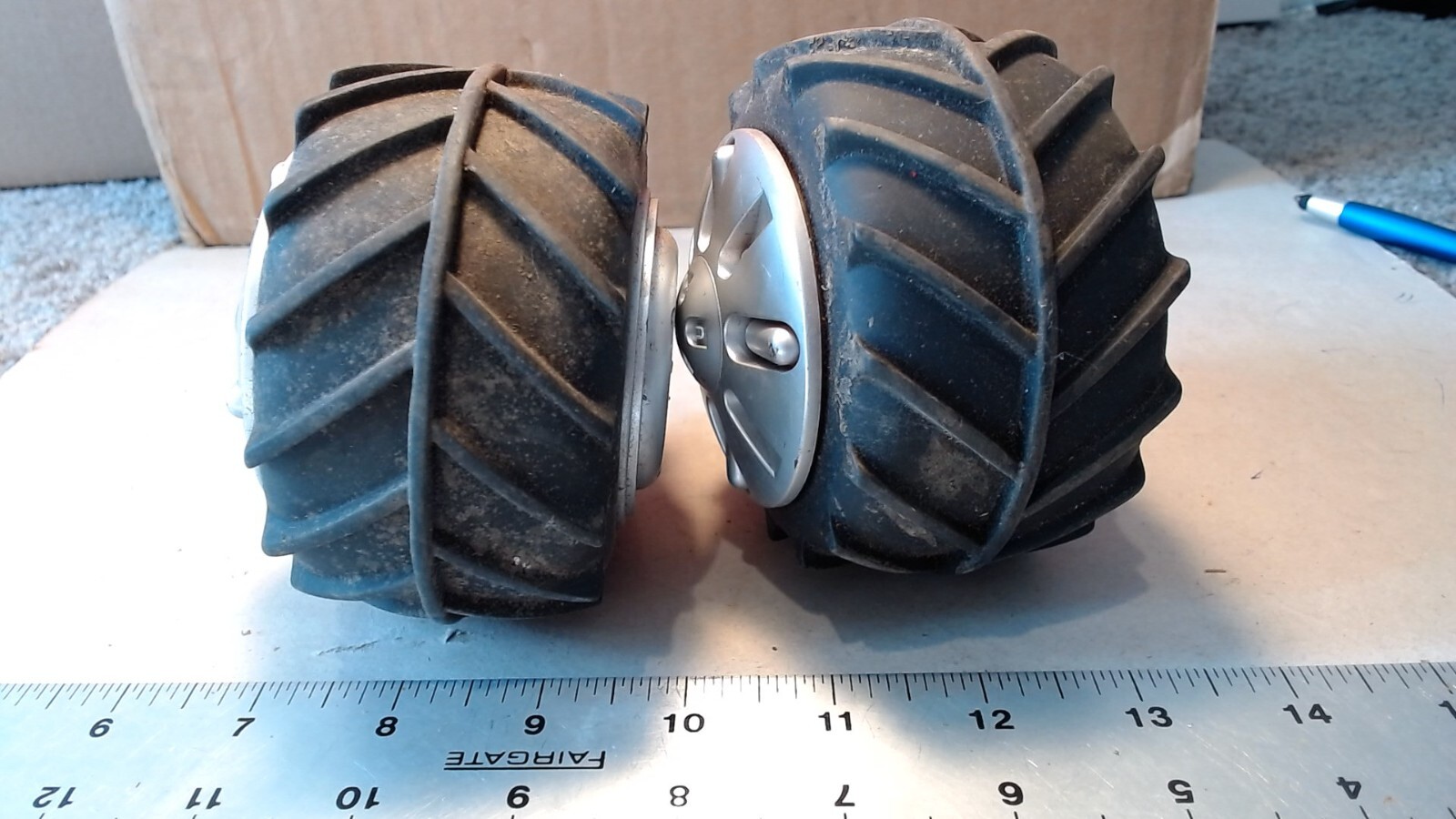 Pair of Rubber Tires with Plastic Rims – Wheels for Custom Build