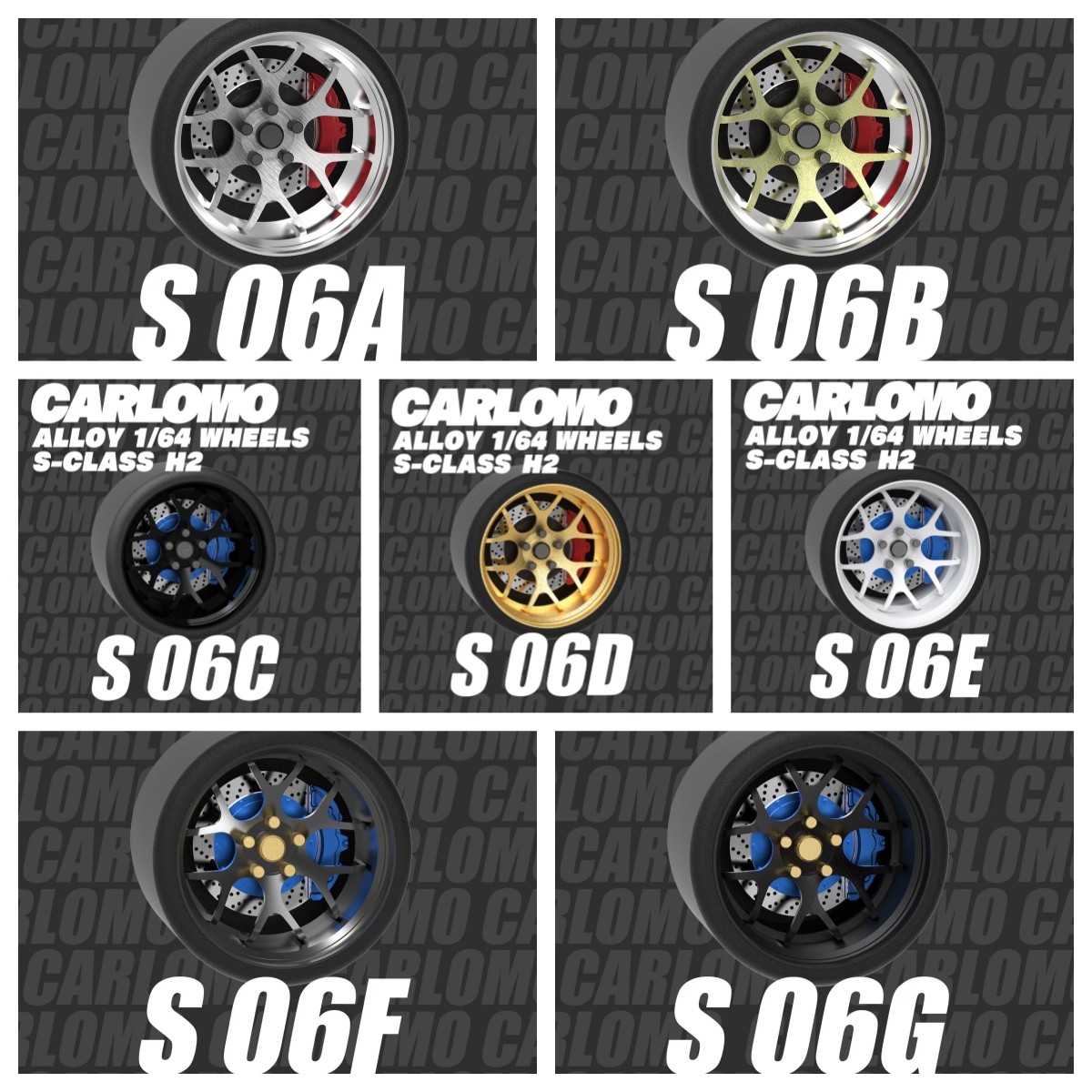 Carlomo 1/64 Diecast Custom Wheels Rubber Tires 9.5mm JDM Tuner Parts MINI GT