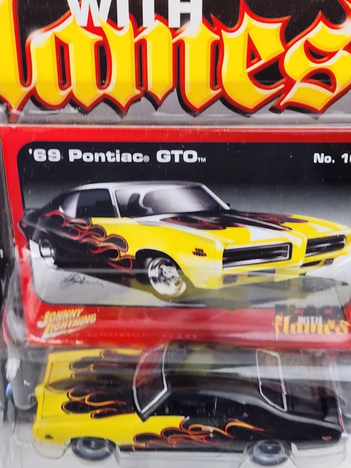 Johnny Lightning 1969 Pontiac GTO Street Freaks Black with Flames Car Vtg 2005