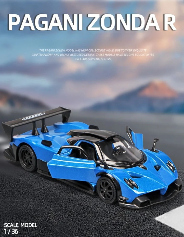1:36 Diecast Pagani Zonda R Model Car Alloy Pull Back Toy Kids Gift