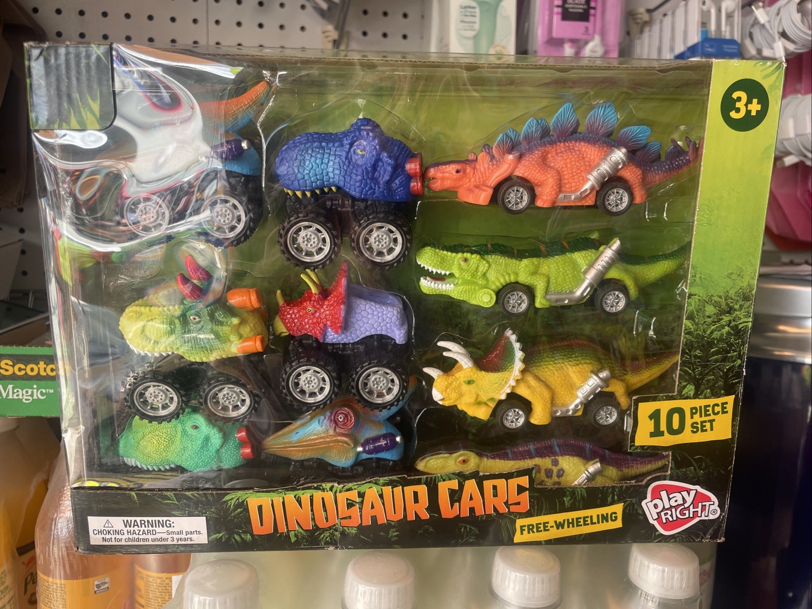 Dinosaur Cars Toy Set – 10-Piece Free-Wheeling Dino Vehicles, Ages 3+, Play Righ