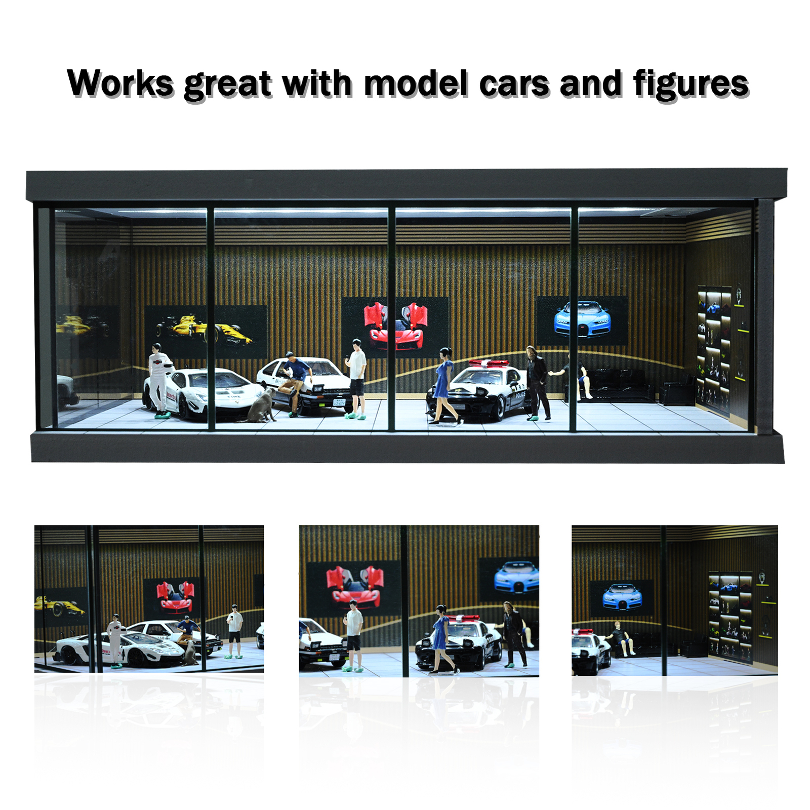 Diorama 1/64 Car Garage Model City LED Lighting Car Showroom Display Model Gifts
