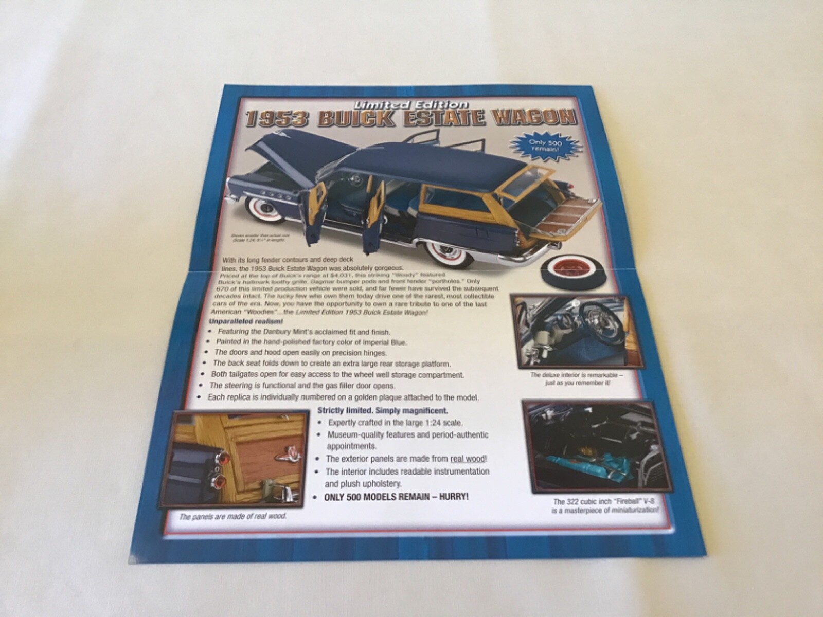Danbury Mint 1953 Buick Estate Wagon L.E. Brochure Paperwork Only 1:24