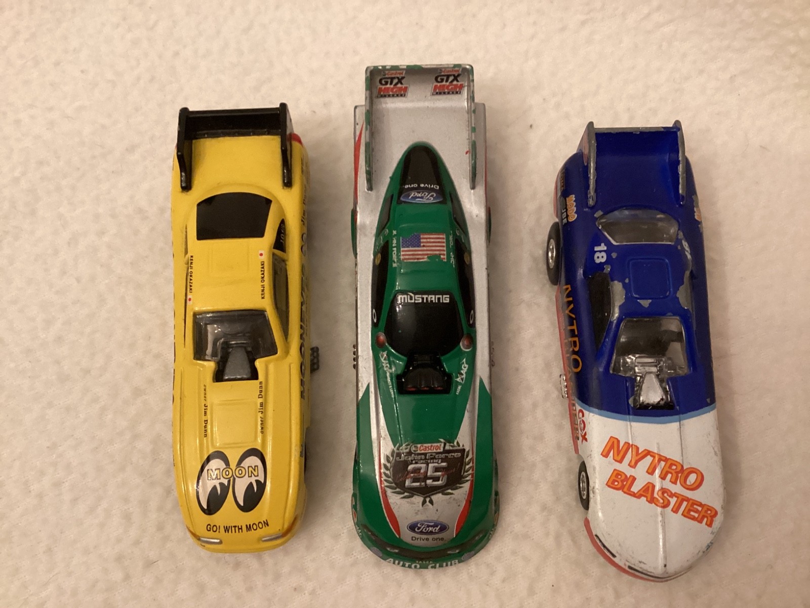 Funny Cars ~ Johnny Lightning Mooneyes ~ John Force GTX ~ Racing Rebels ~ 3 ct