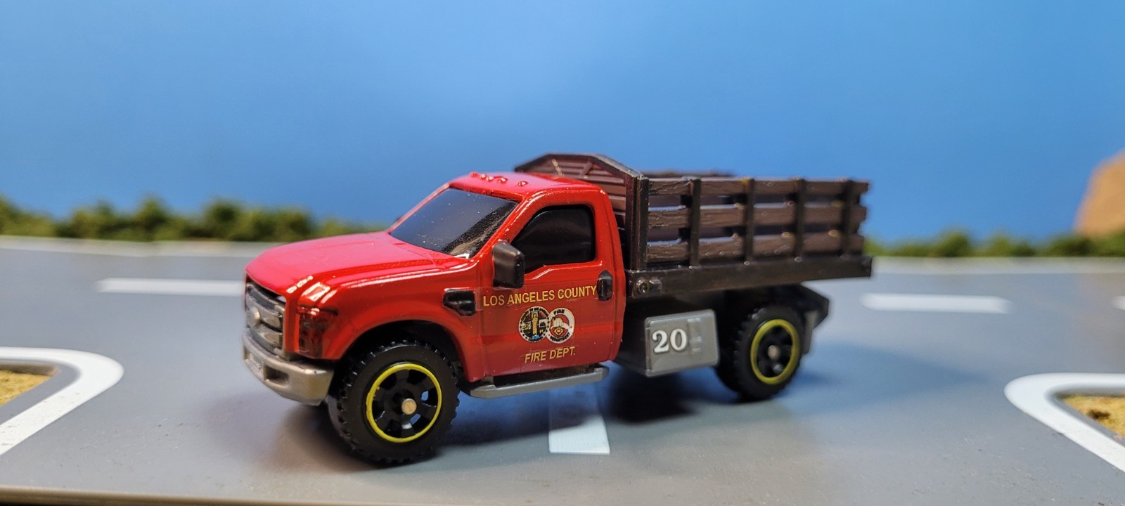 Matchbox custom kitbash fire truck Los Angeles County Fire Dept utility truck