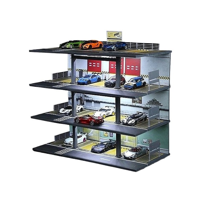 1/64 Diorama Car Garage Model City Street Parking Lot Scene Display Case Toy US