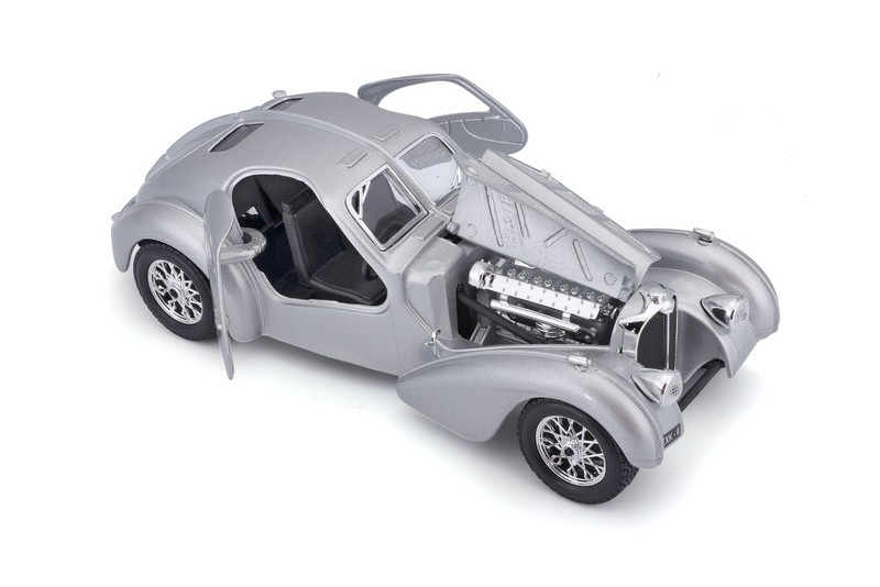 BUGATTI ATLANTIC HARD TOP SILVER 1/24 DIECAST CAR BBURAGO 18-22092SV