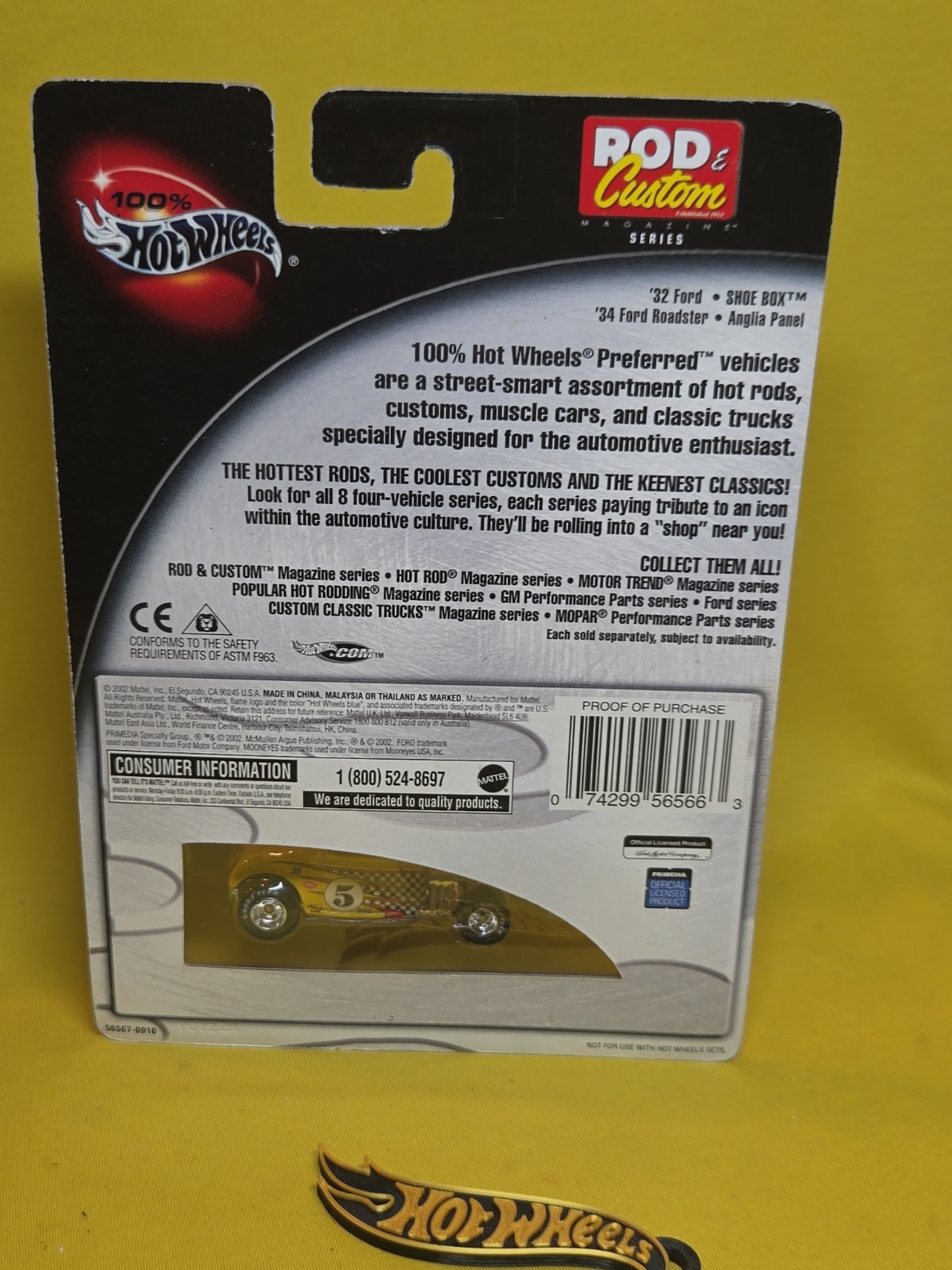 2002 100% Hot Wheels Rod & Custom Series 32 FORD Yellow & Gift 🔥48