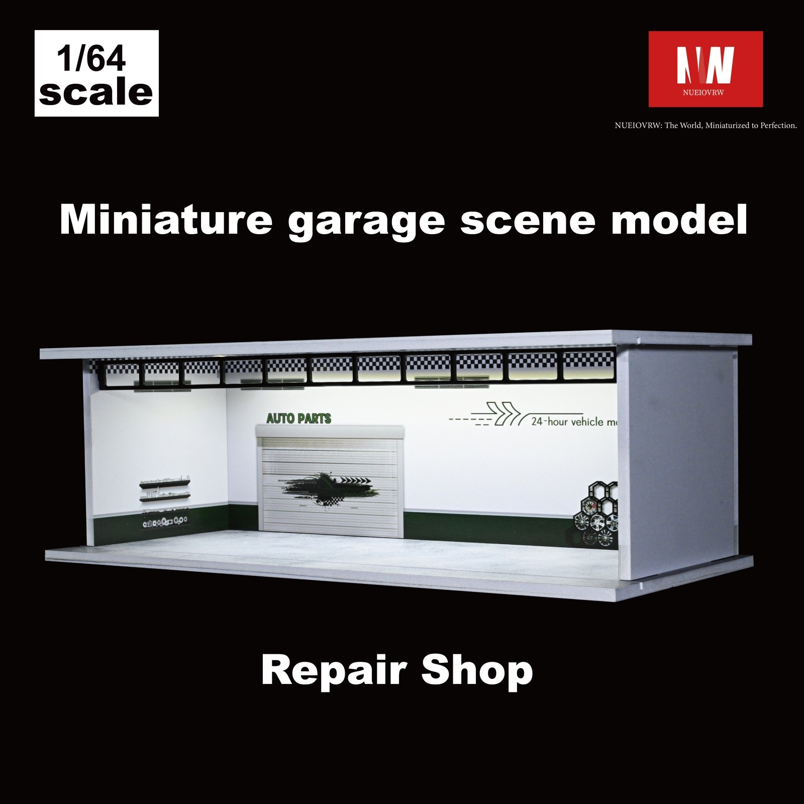 Diorama Diecast 1/64 Scale Garage Model City LED Street Buildings View Display