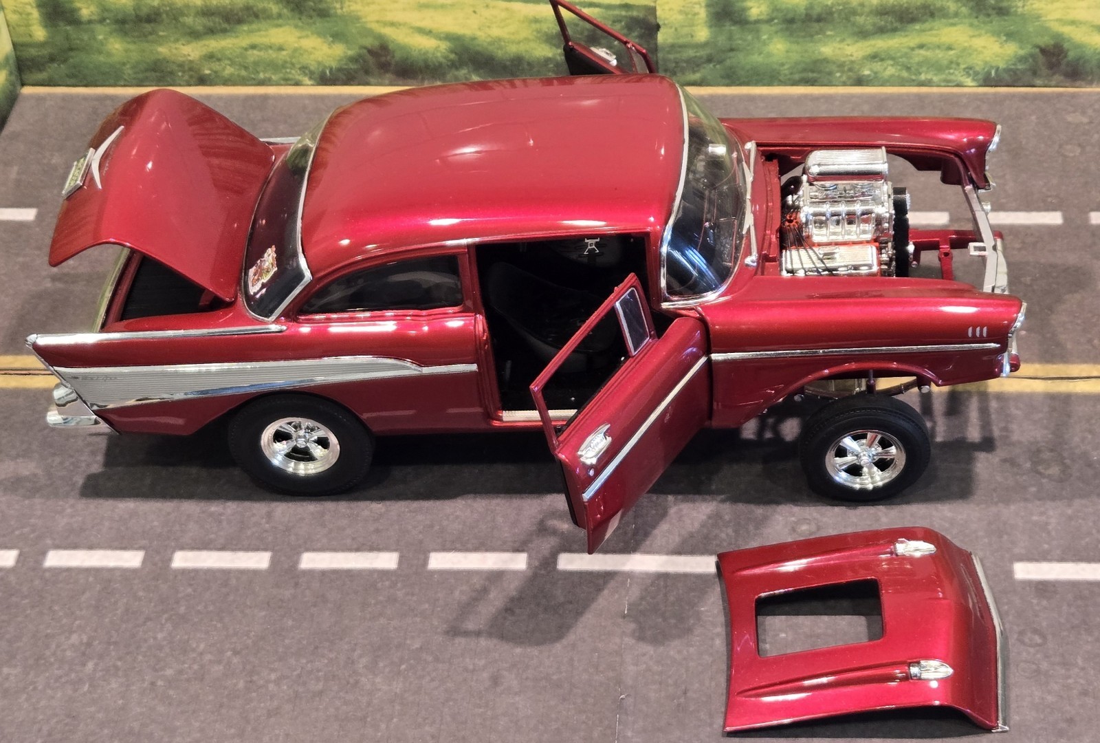 1/18 ACME 1957 RAT FINK MR GASSER CHEVROLET BEL AIR DIECAST NHRA RED **READ**
