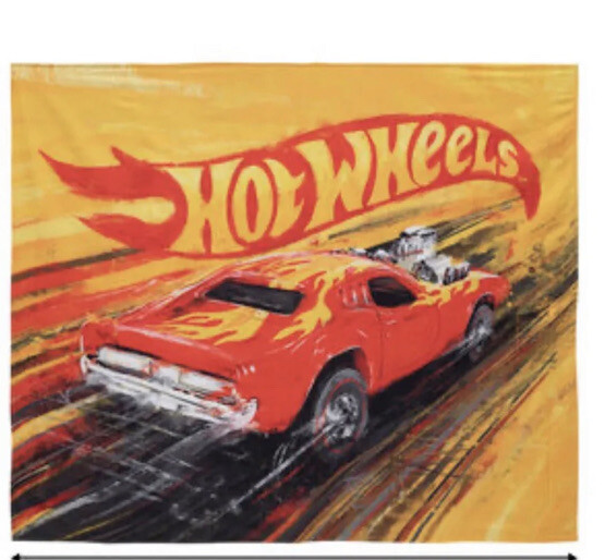Hot Wheels Tapestry Wall Decor Hanging Man Cave Red Flames New 60” x 51”MSRP $59