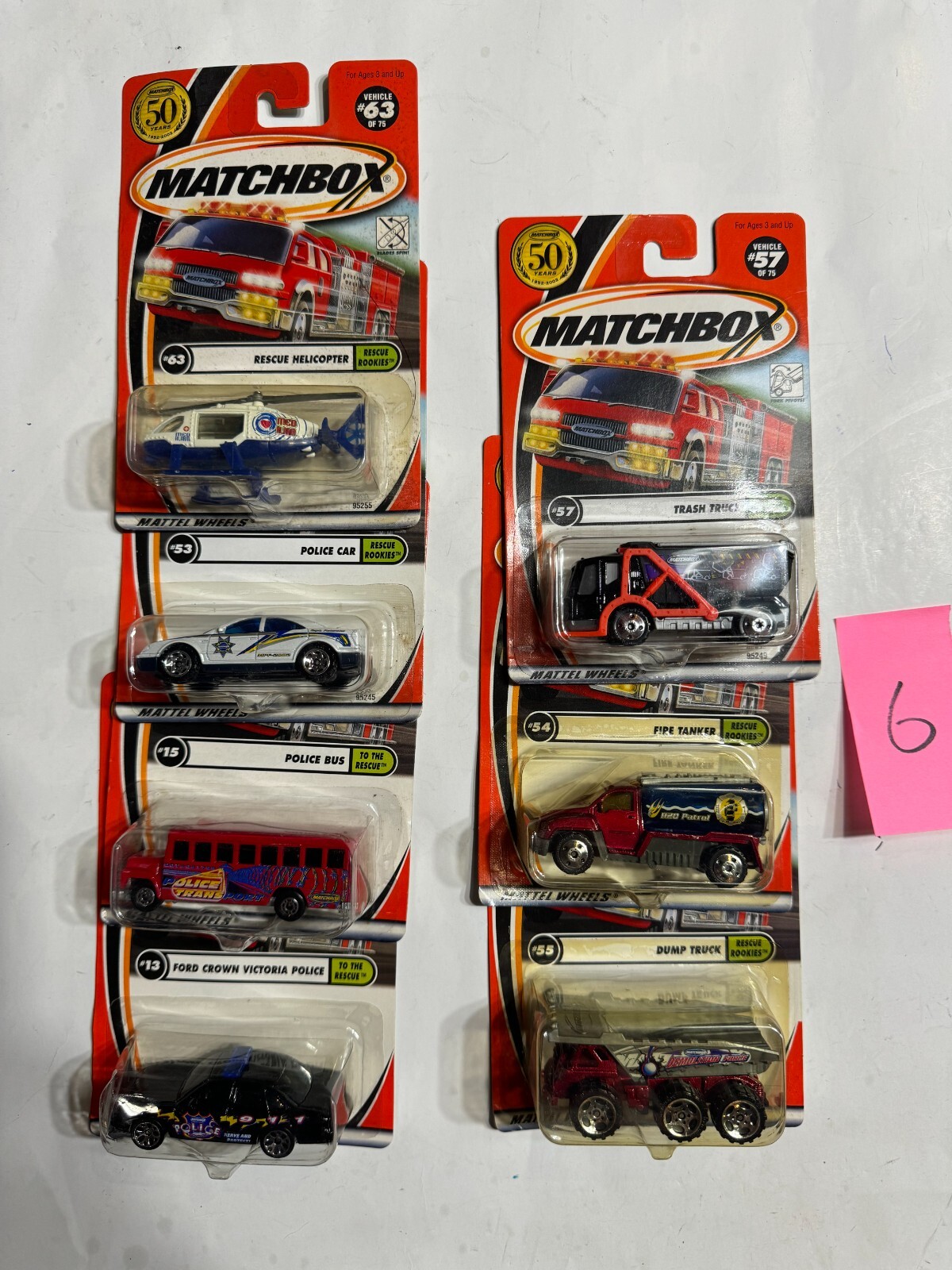 Lot qty 7 Matchbox rescue rookie police fire truck REF6