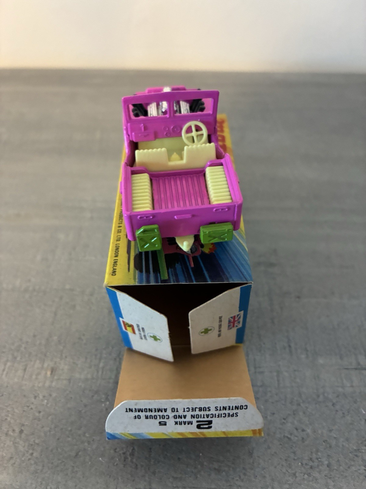 Matchbox Lesney Superfast MB2 Pink Jeep Hot Rod Green Base with Box