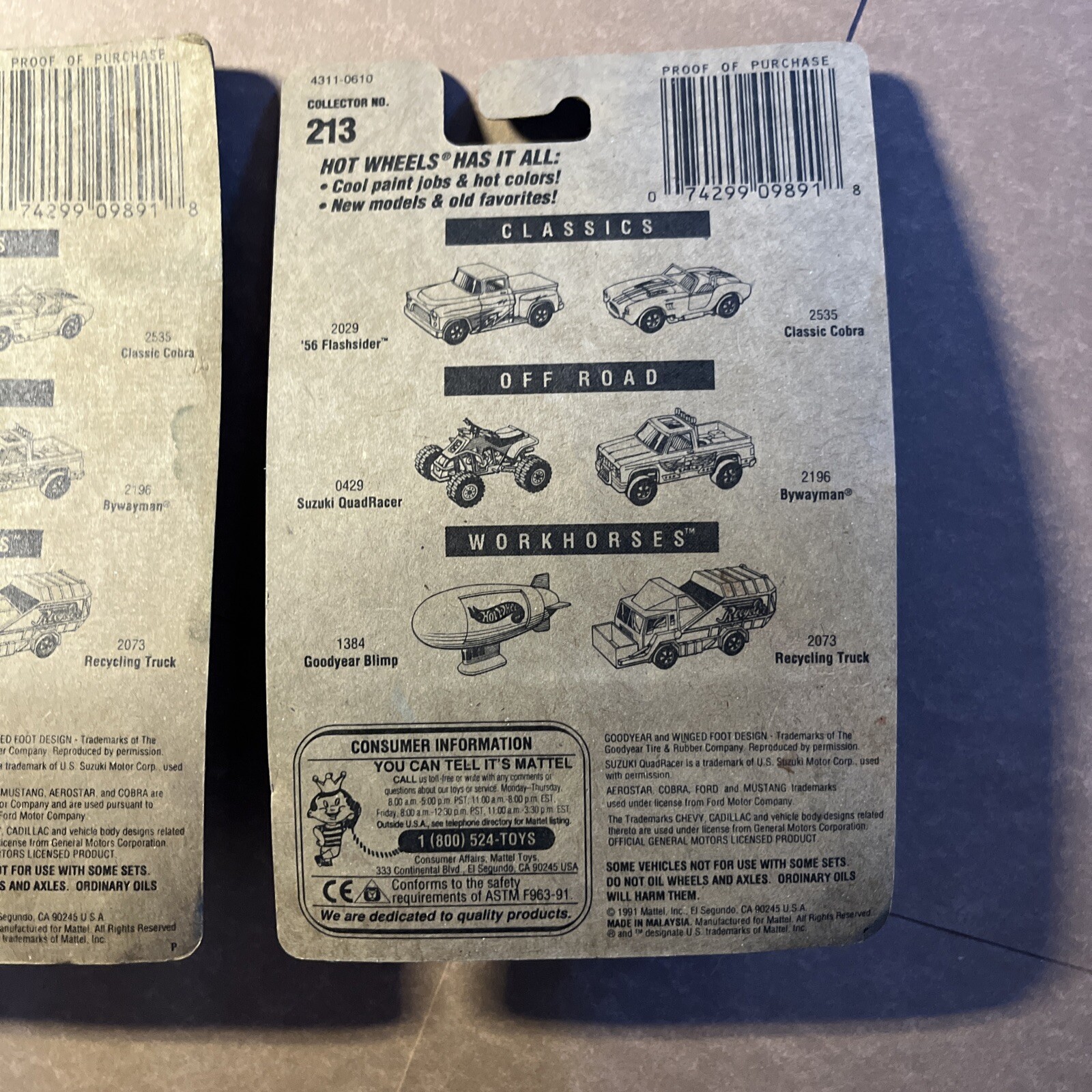 57 Chevy Toy Hot Wheel lot of 2 , 1957 Chevys. ￼ New, Unopened Package ￼B-105.
