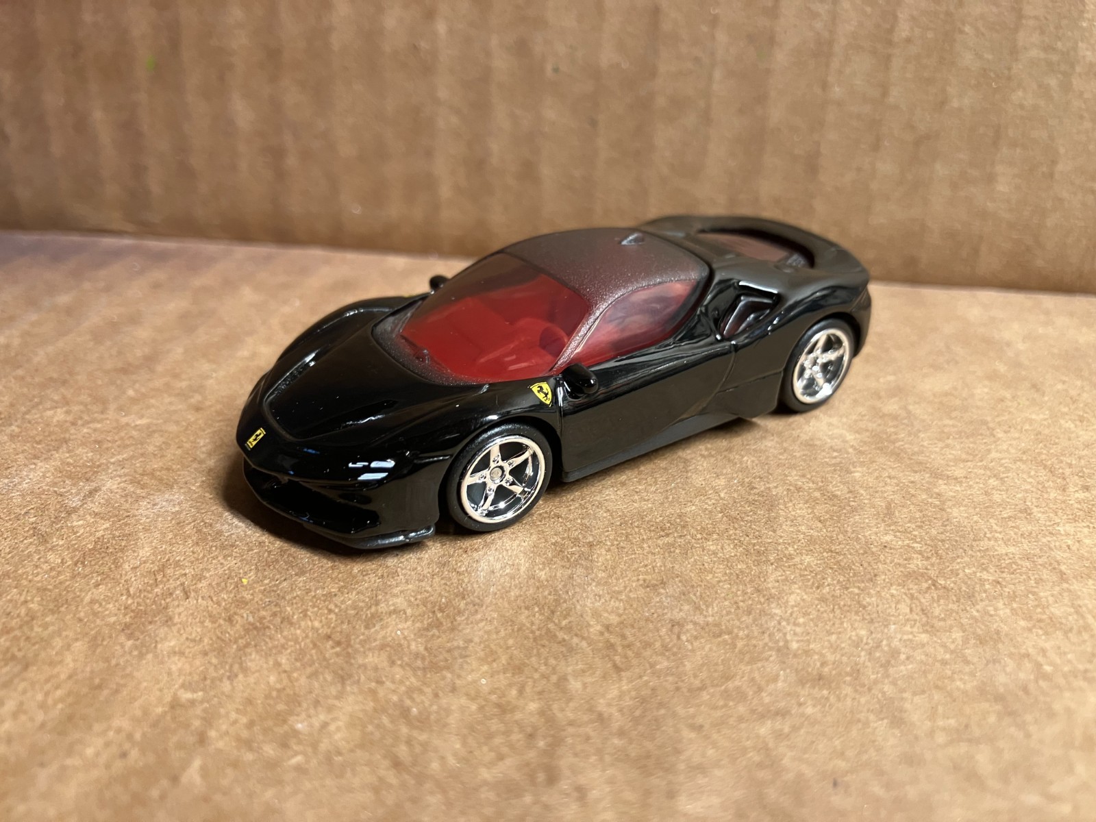 “CUSTOM” .. 2025 Hot Wheels FERRARI SF90 STADALE (Black Version) w/ Real Riders