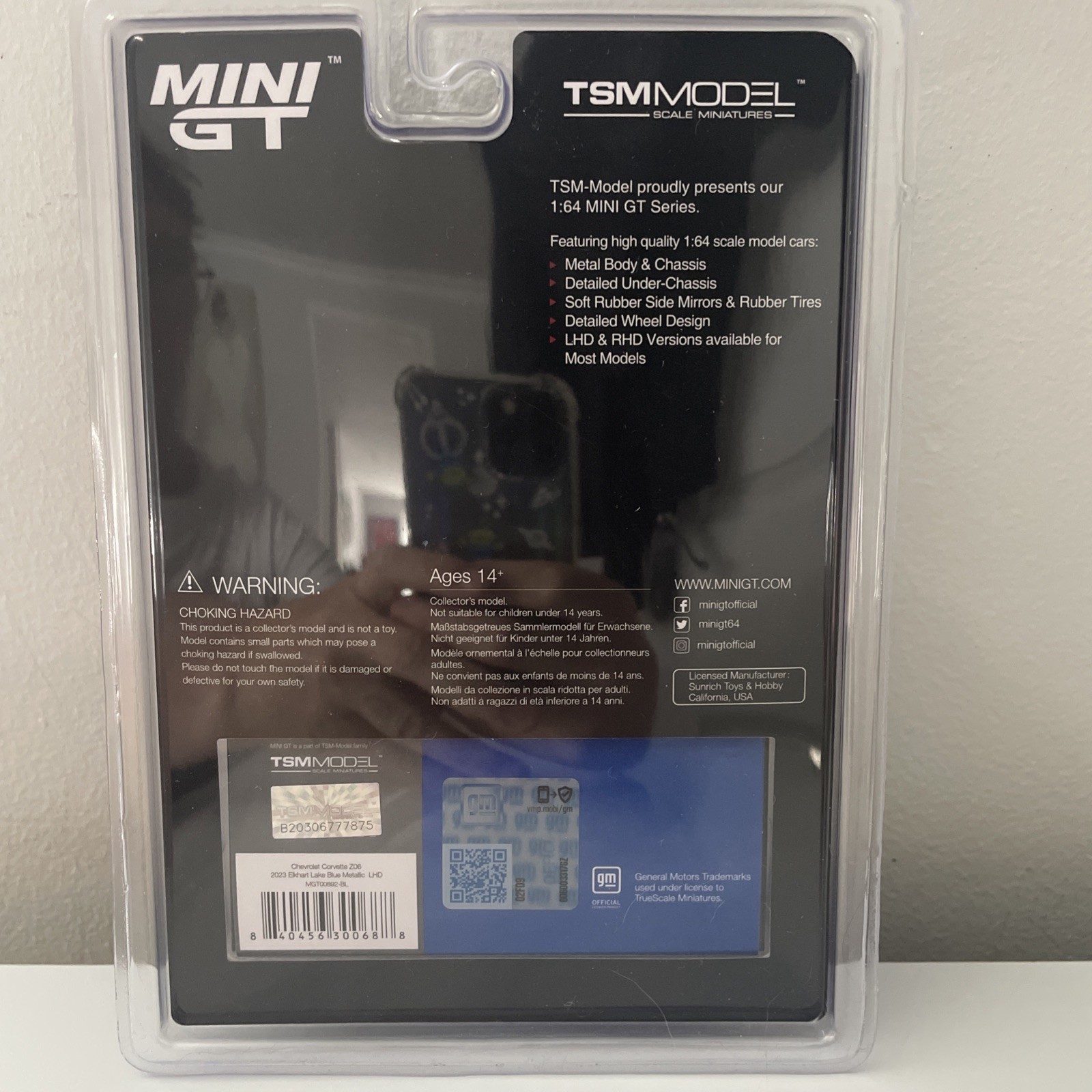 MINI GT 00892- 1/64 CHEVROLET CORVETTE Z06 2023 ELKHART BLISTER PACKAGING LHD