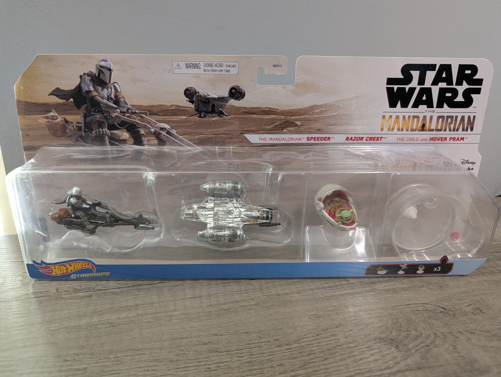 Hot Wheels Star Wars Starships 3-Pack Razor Crest Mandalorian Speeder Hover Pram