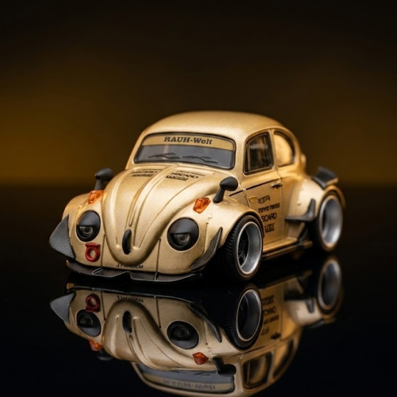 1/64 Demon King Car Q Version Classic Beetle RWB Widebody Gold LE500 Diecast New