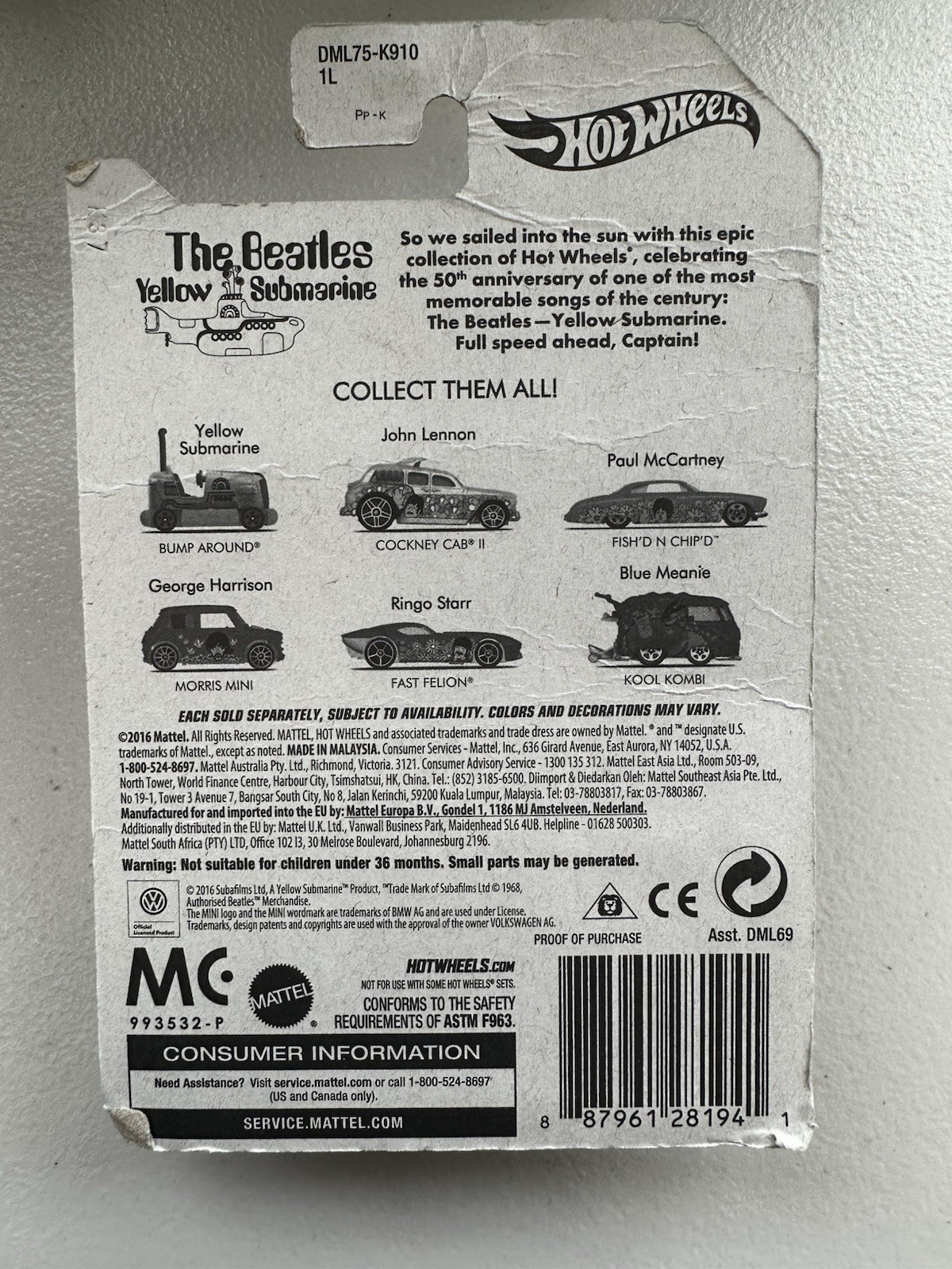 Hot Wheels The Beatles Yellow Submarine – Fast Felion (number 5/6 in the lot)