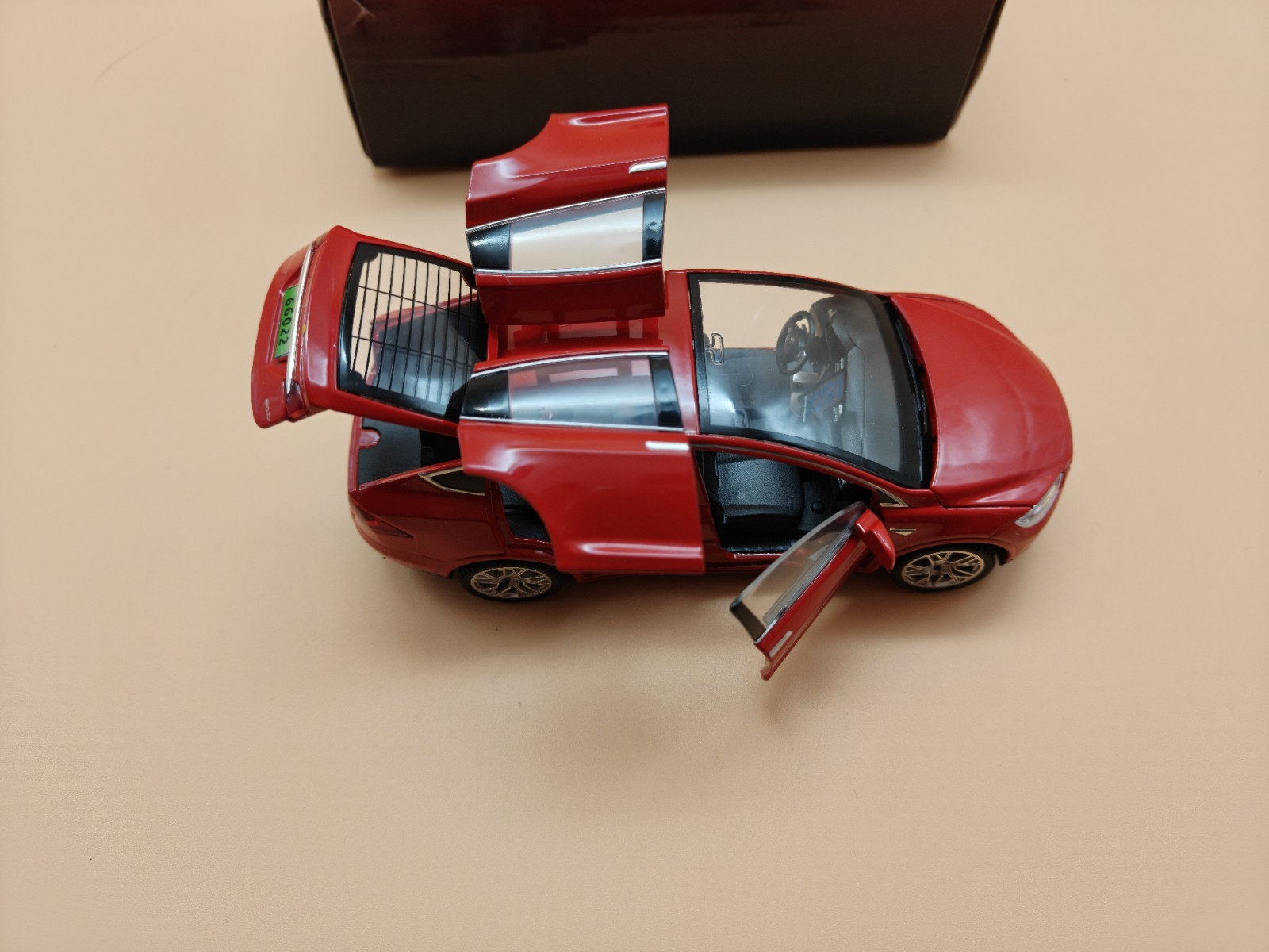 MSZ Tesla Model X Red Diecast Car 1:32 Scale Metal Pull Back Toy Read