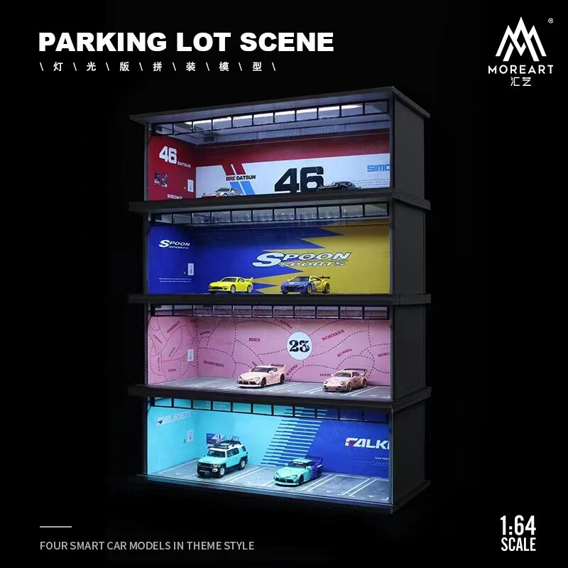 MoreArt 1:64 Assemble Diorama LED Lighting Model Car Station – 4 Versions