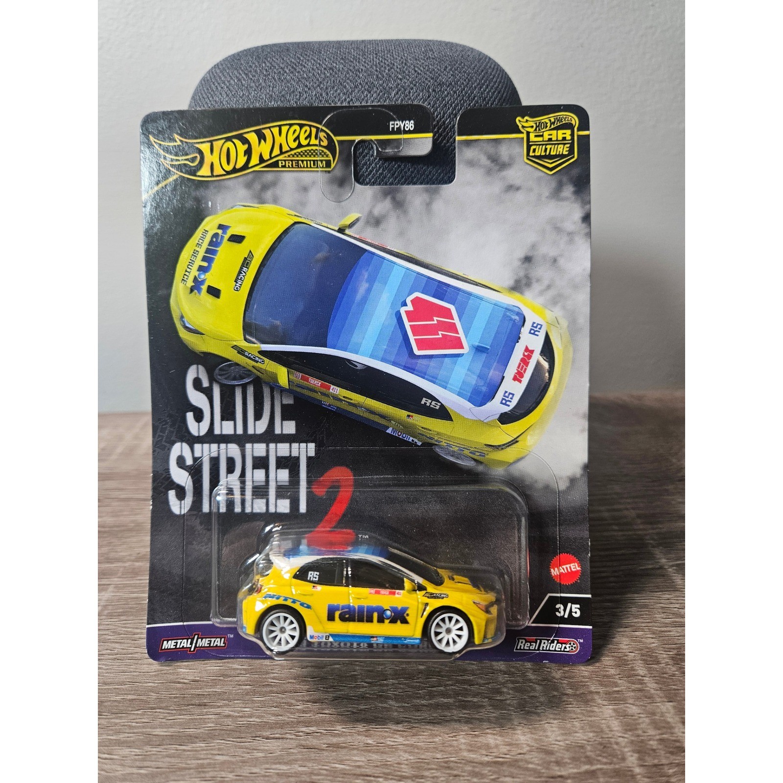 Hot Wheels Premium Slide Street 2 Toyota GR Corolla Yellow Rain-X 3/5 FPY86