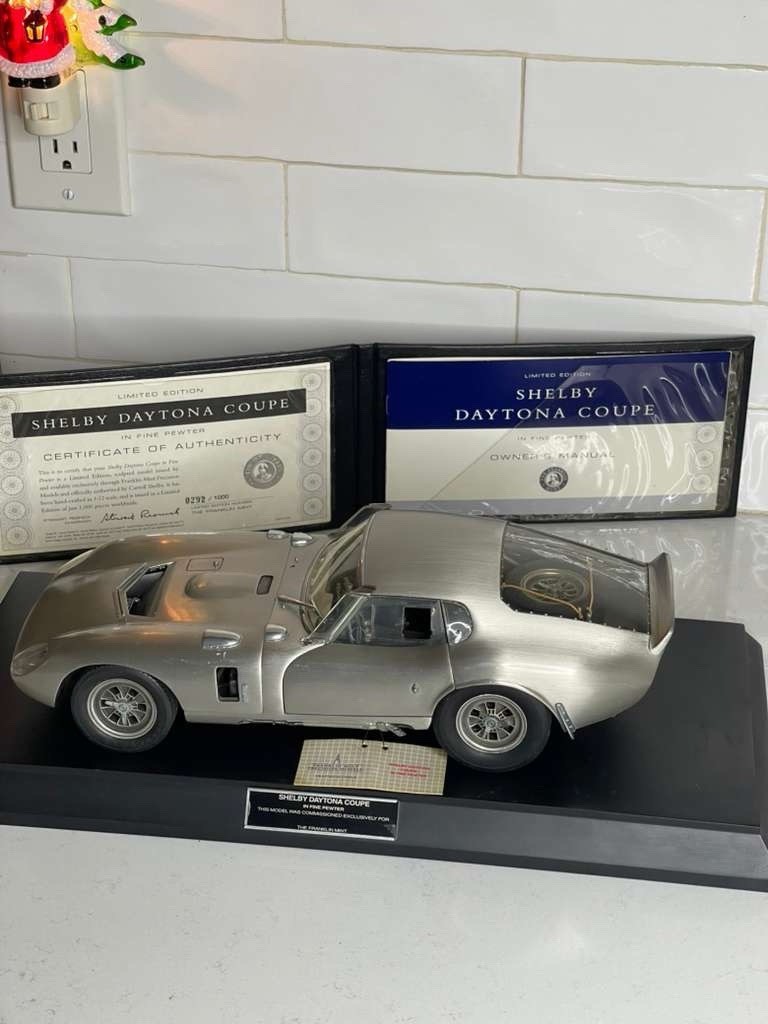 Franklin Mint Shelby Daytona Coupe In Fine Pewter 1:12 Scale with Stand