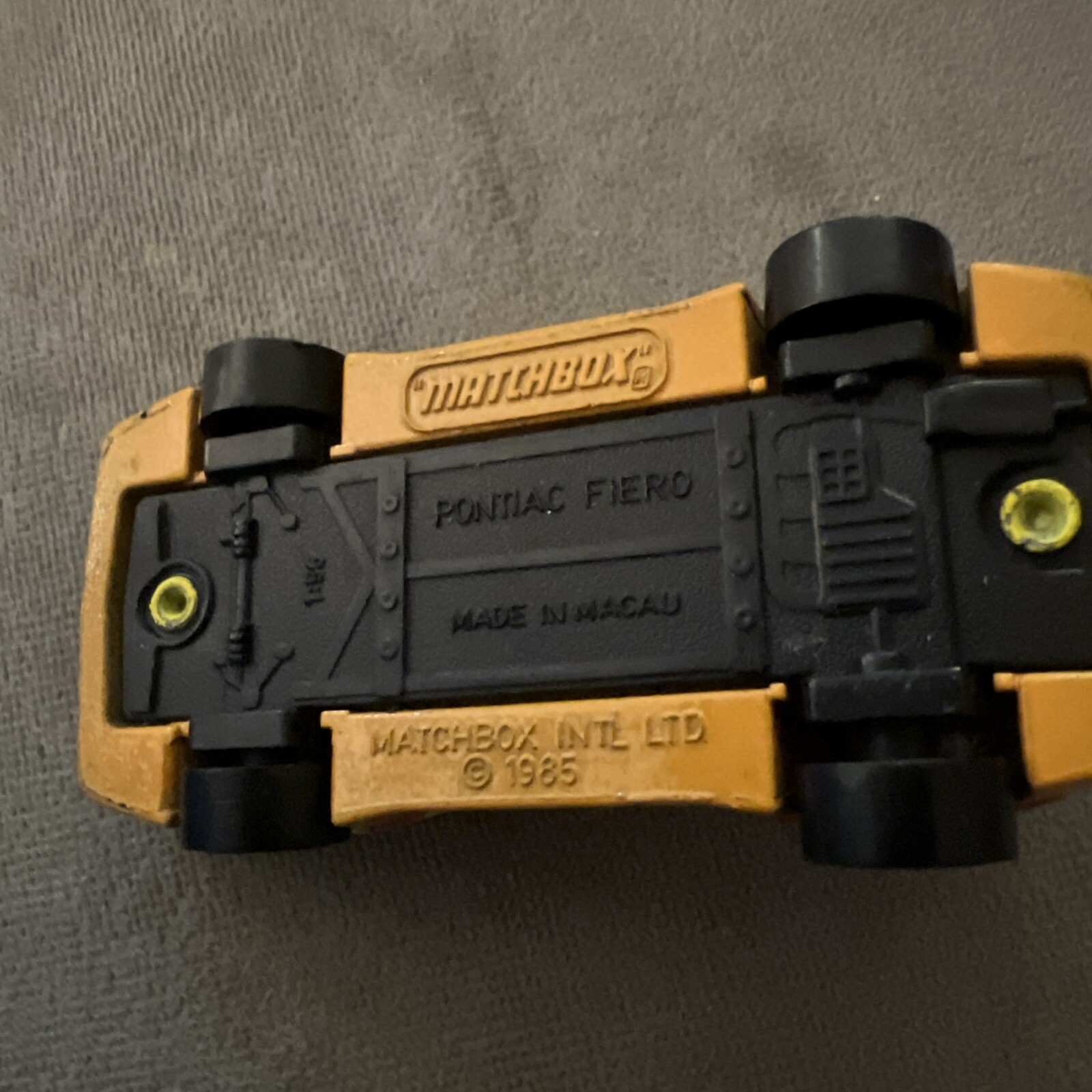 1985 Matchbox SuperFast SF19 Pontiac Fiero #16 ProTech Fire Systems Yellow LOOSE