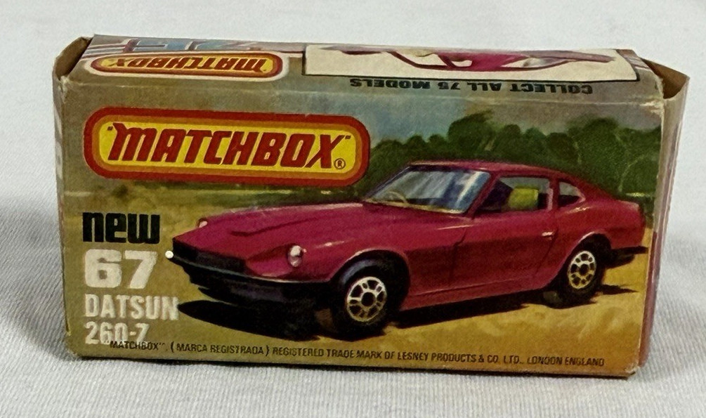 Matchbox Lesney Superfast #67- 1970’s Datsun 260-Z Purple, Original Type L Box