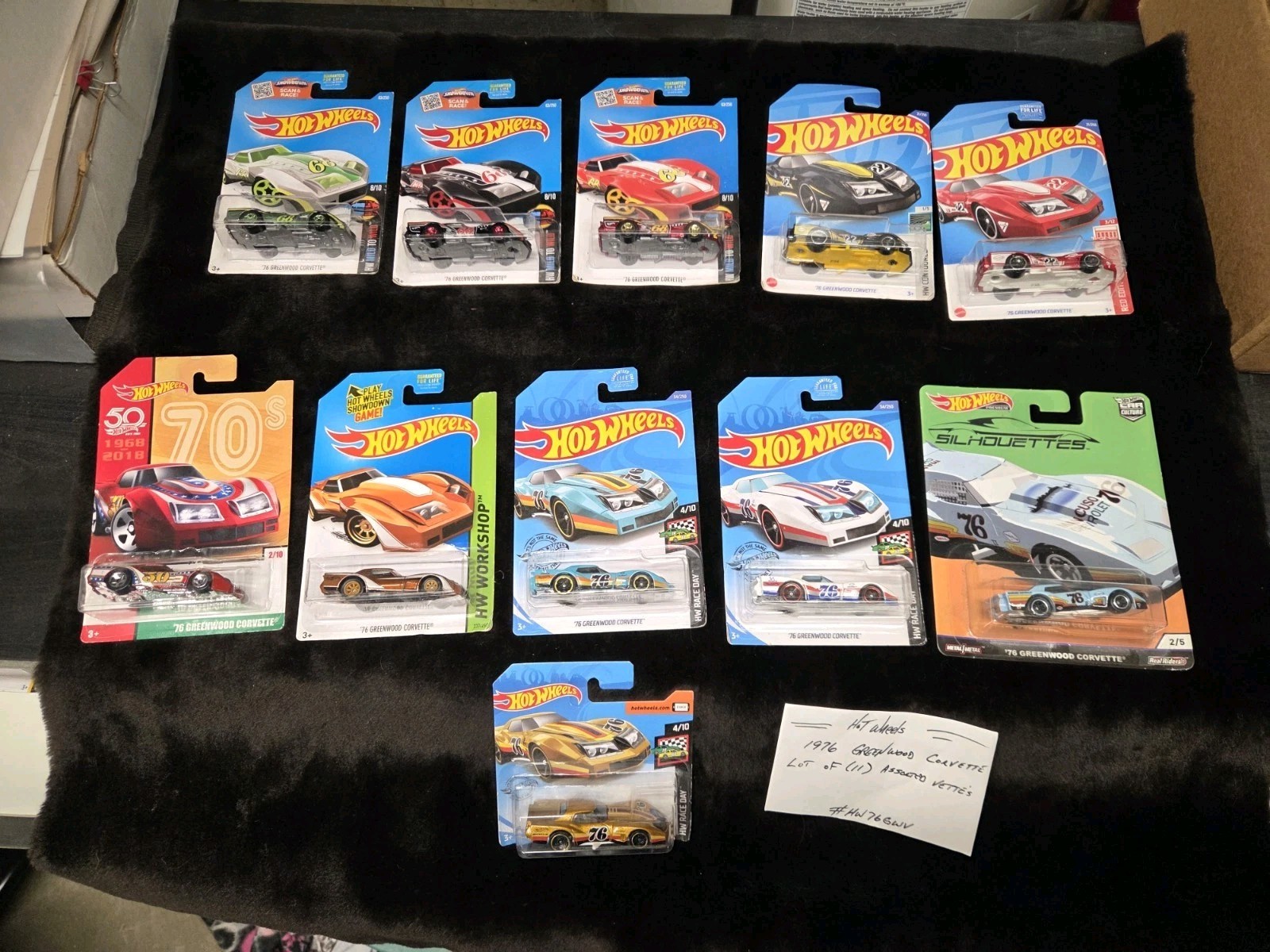LOT OF (11) Hot Wheels ’76 Greenwood Corvettes HW 1:64 Diecast #HW76GWV